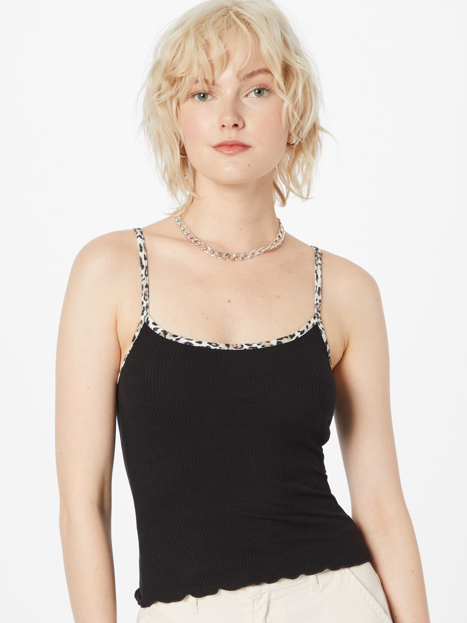 NEW LOOK Top maro deschis / negru / alb - Pled.ro