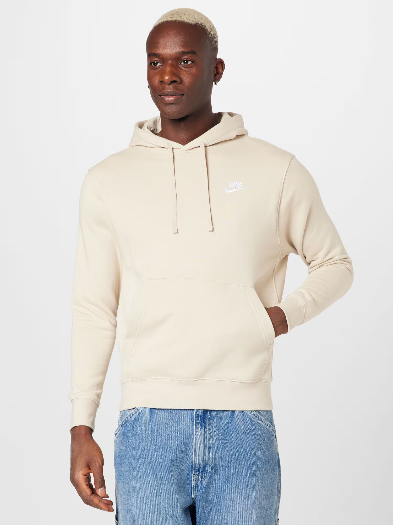 Nike Sportswear Bluză de molton maro cappuccino / alb - Pled.ro