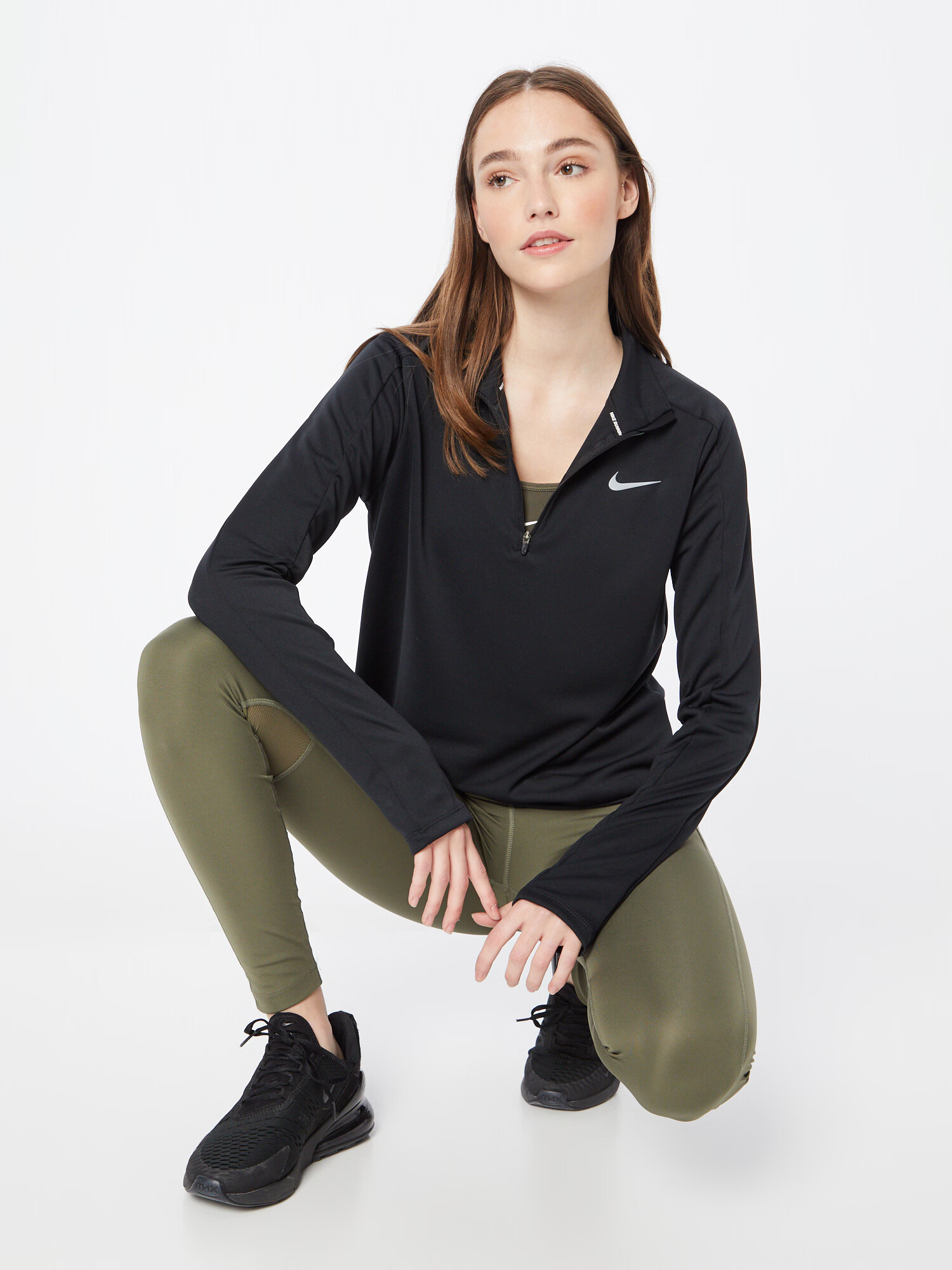 NIKE Tricou funcțional negru / alb - Pled.ro