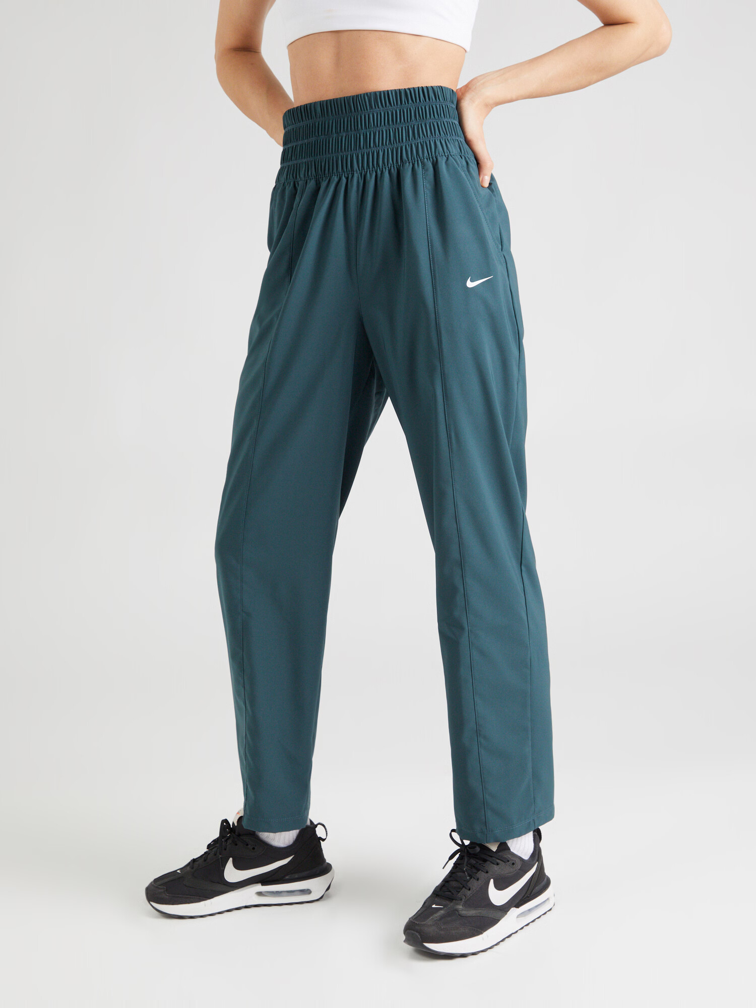 NIKE Pantaloni sport 'One' verde petrol / alb murdar - Pled.ro