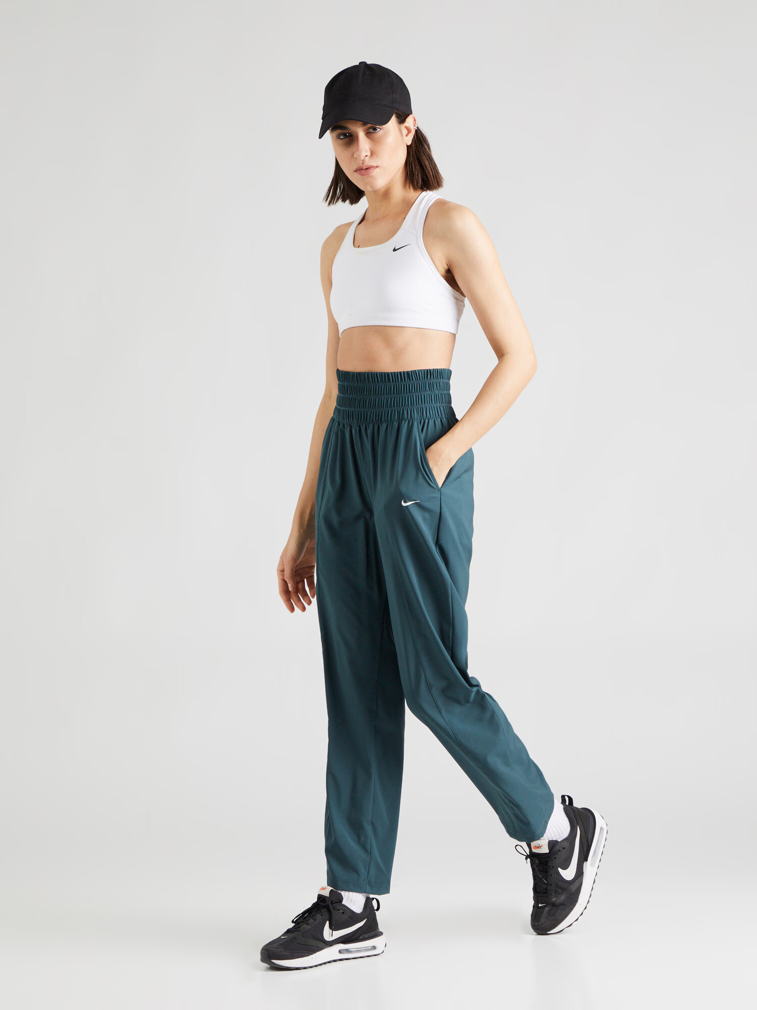 NIKE Pantaloni sport 'One' verde petrol / alb murdar - Pled.ro