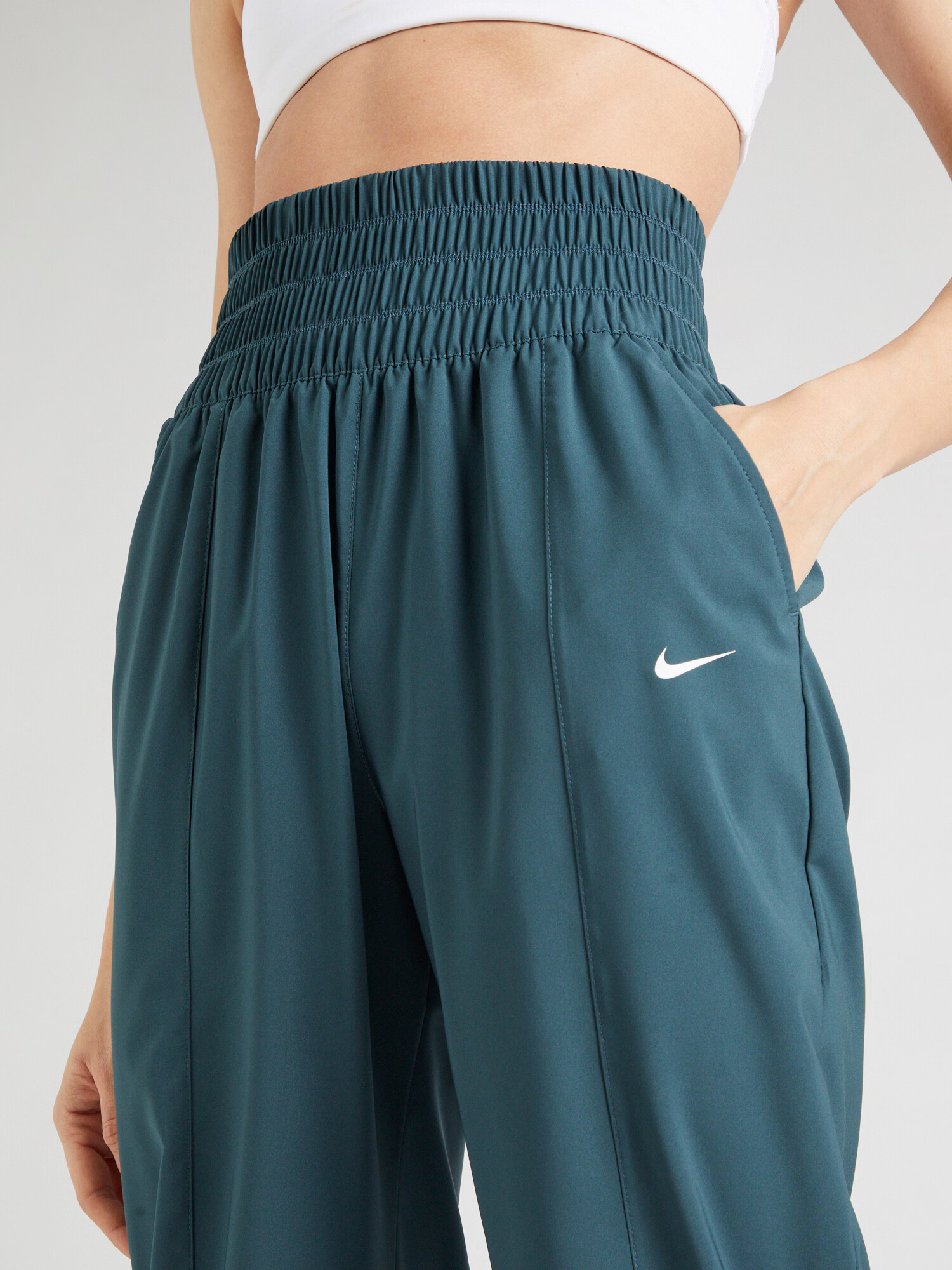 NIKE Pantaloni sport 'One' verde petrol / alb murdar - Pled.ro