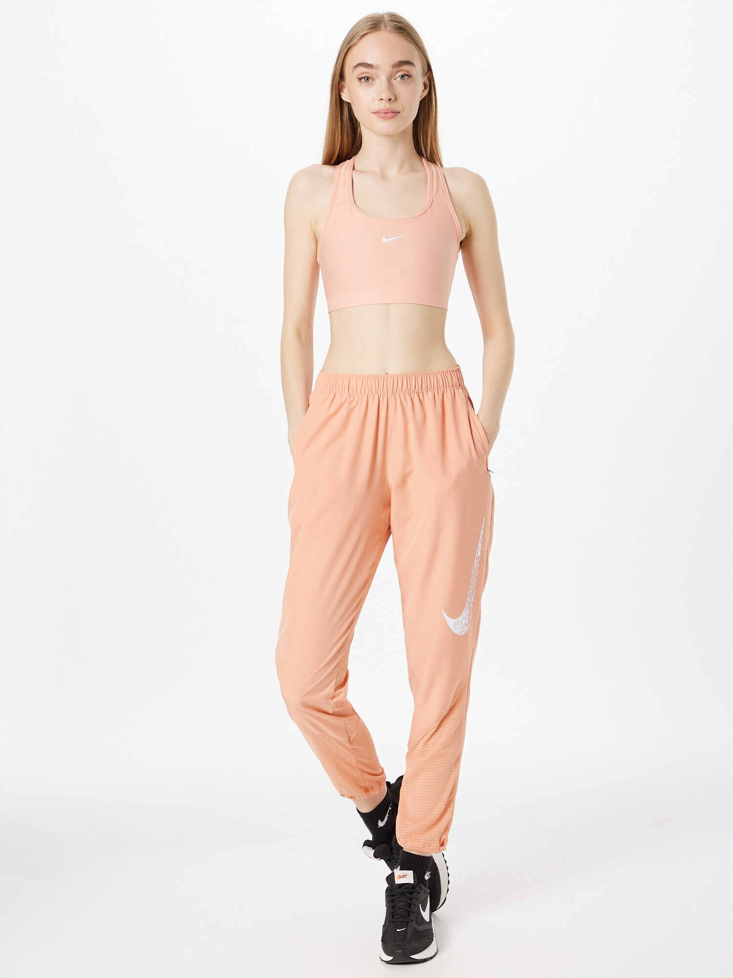 NIKE Pantaloni sport roșu pastel / alb - Pled.ro