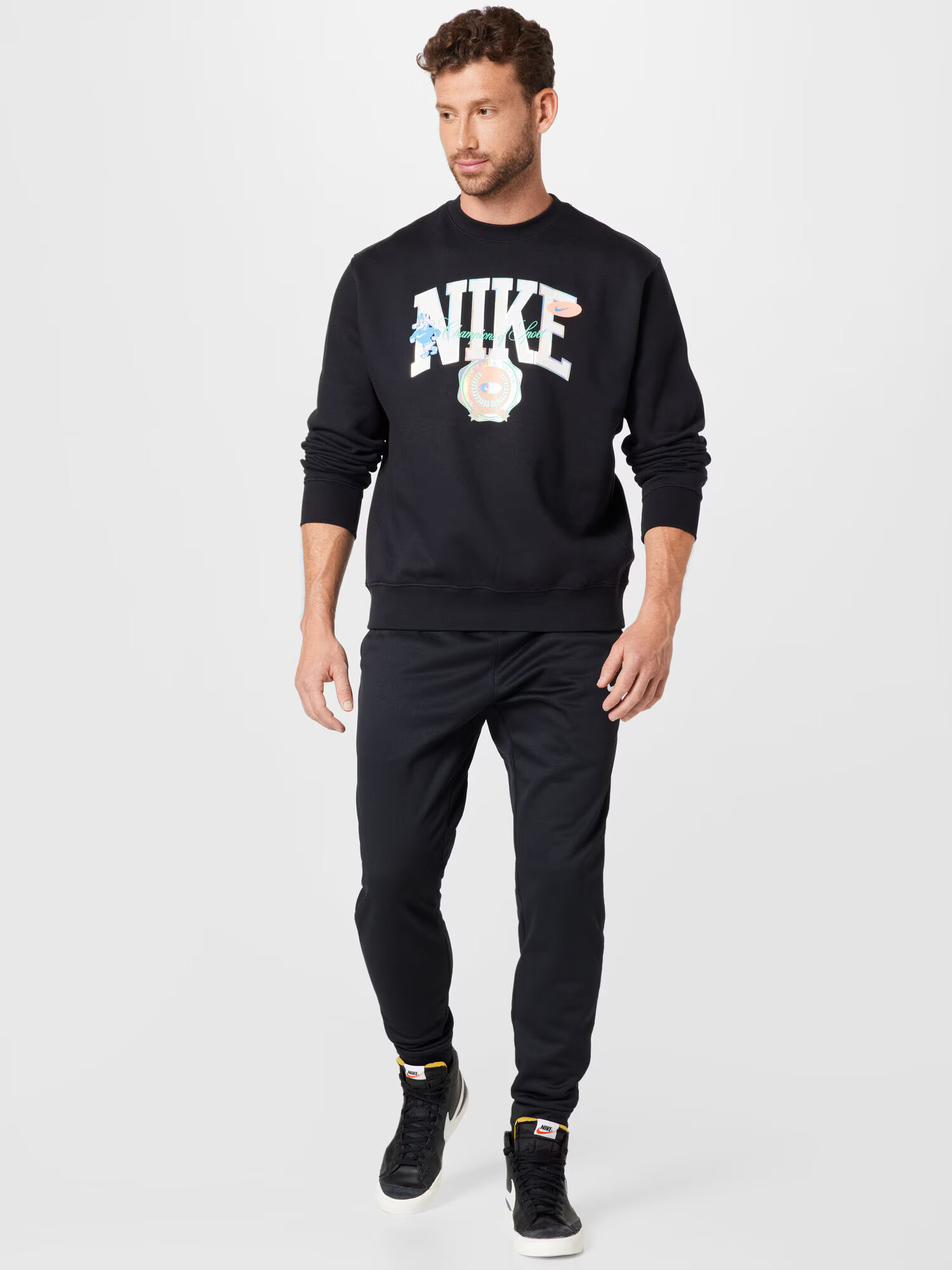 Nike Sportswear Bluză de molton albastru deschis / negru / alb - Pled.ro