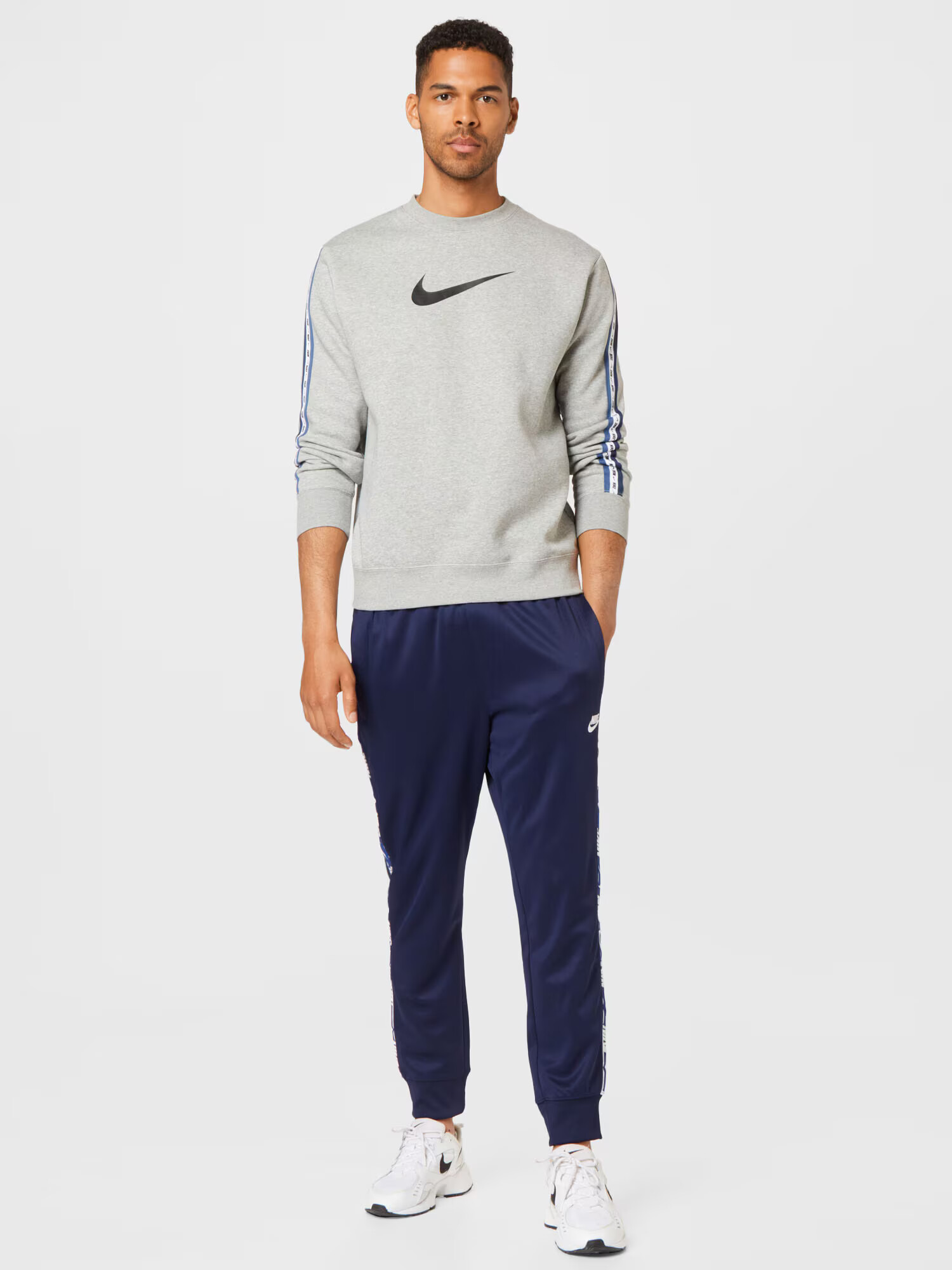 Nike Sportswear Bluză de molton albastru / gri amestecat / alb - Pled.ro