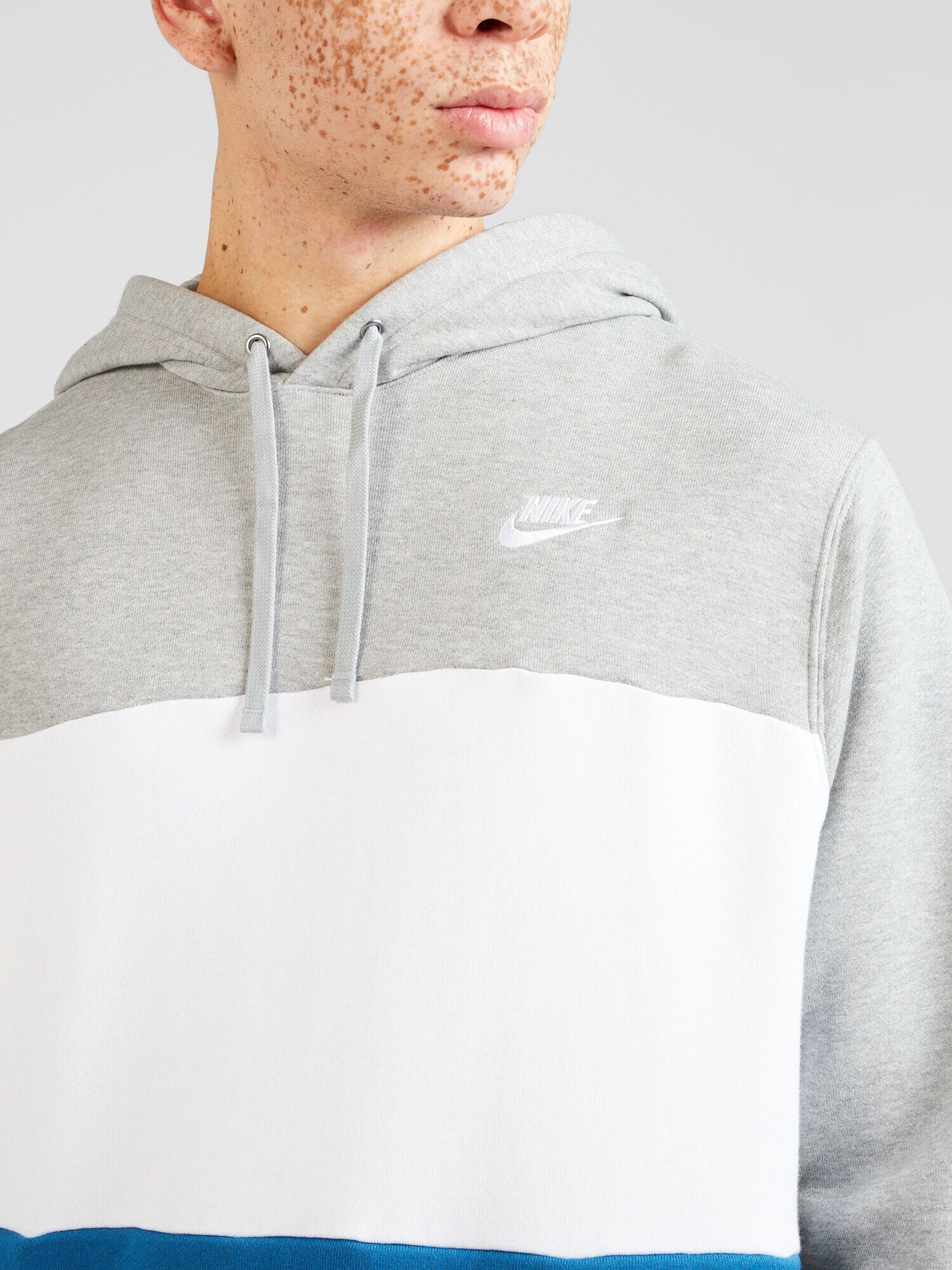 Nike Sportswear Bluză de molton albastru / gri amestecat / alb - Pled.ro