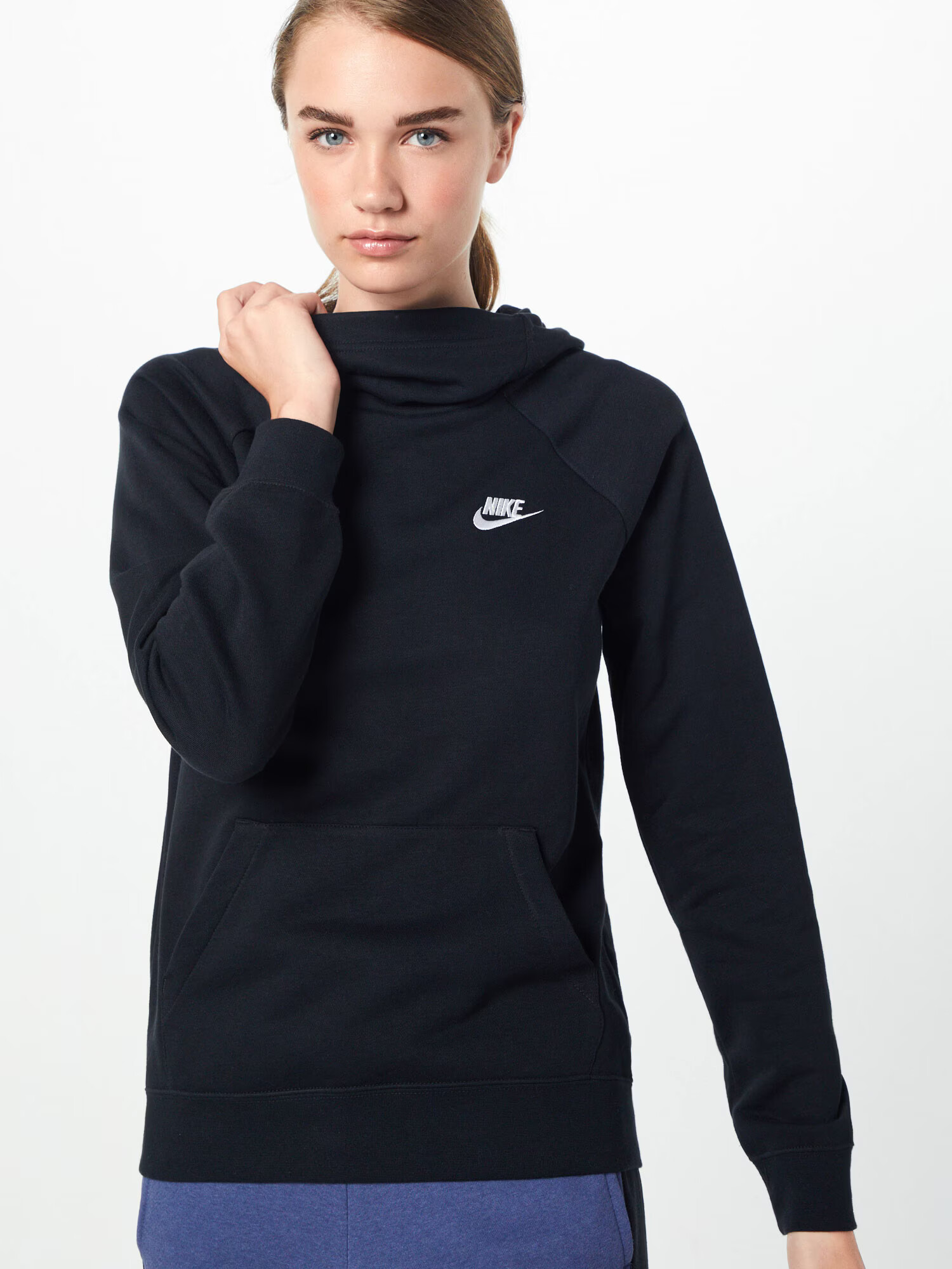 Nike Sportswear Bluză de molton negru / alb - Pled.ro