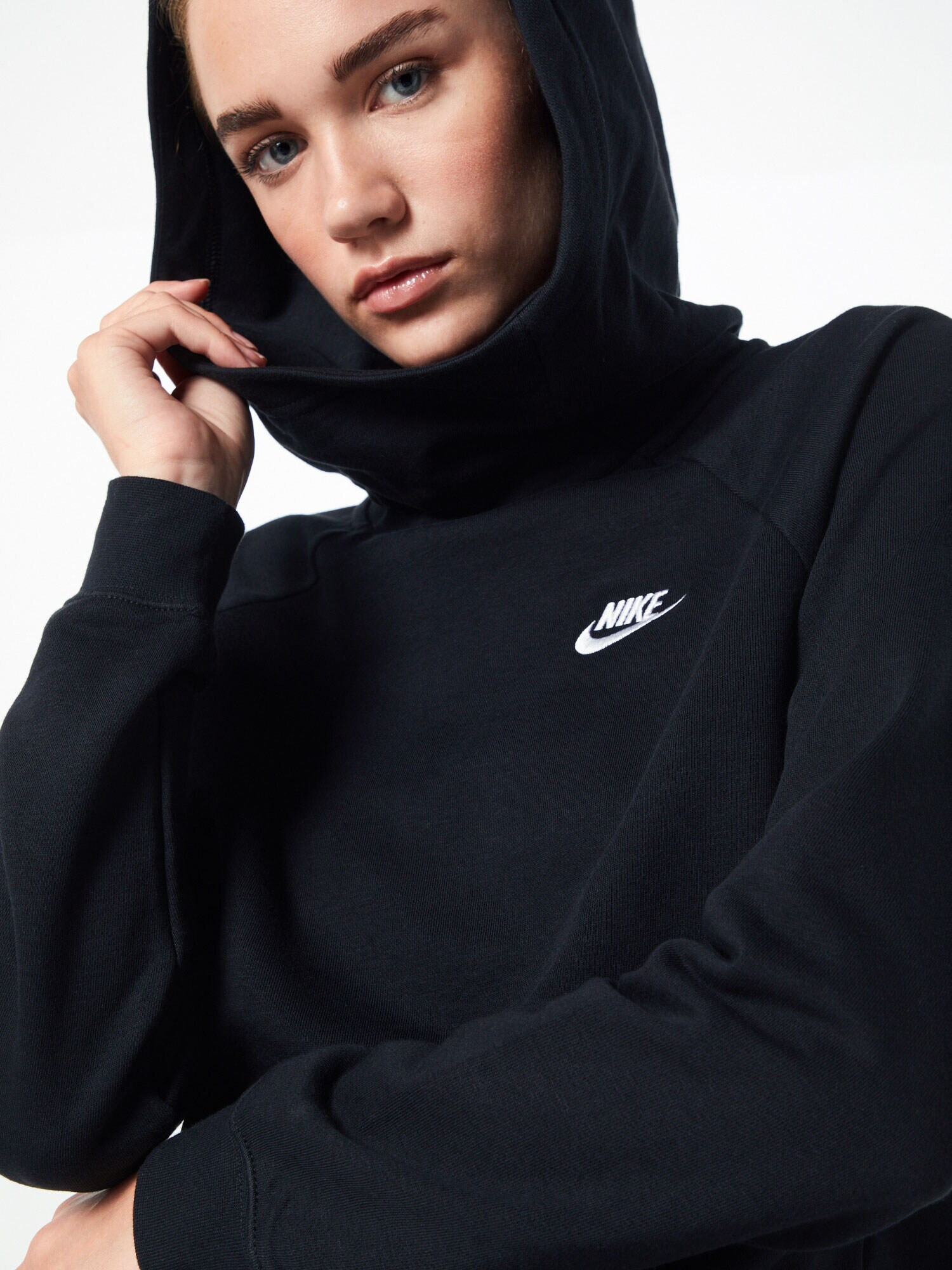 Nike Sportswear Bluză de molton negru / alb - Pled.ro