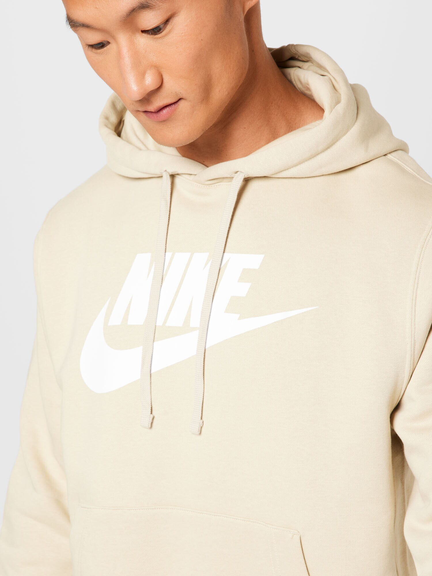 NIKE Bluză de molton bej / alb - Pled.ro