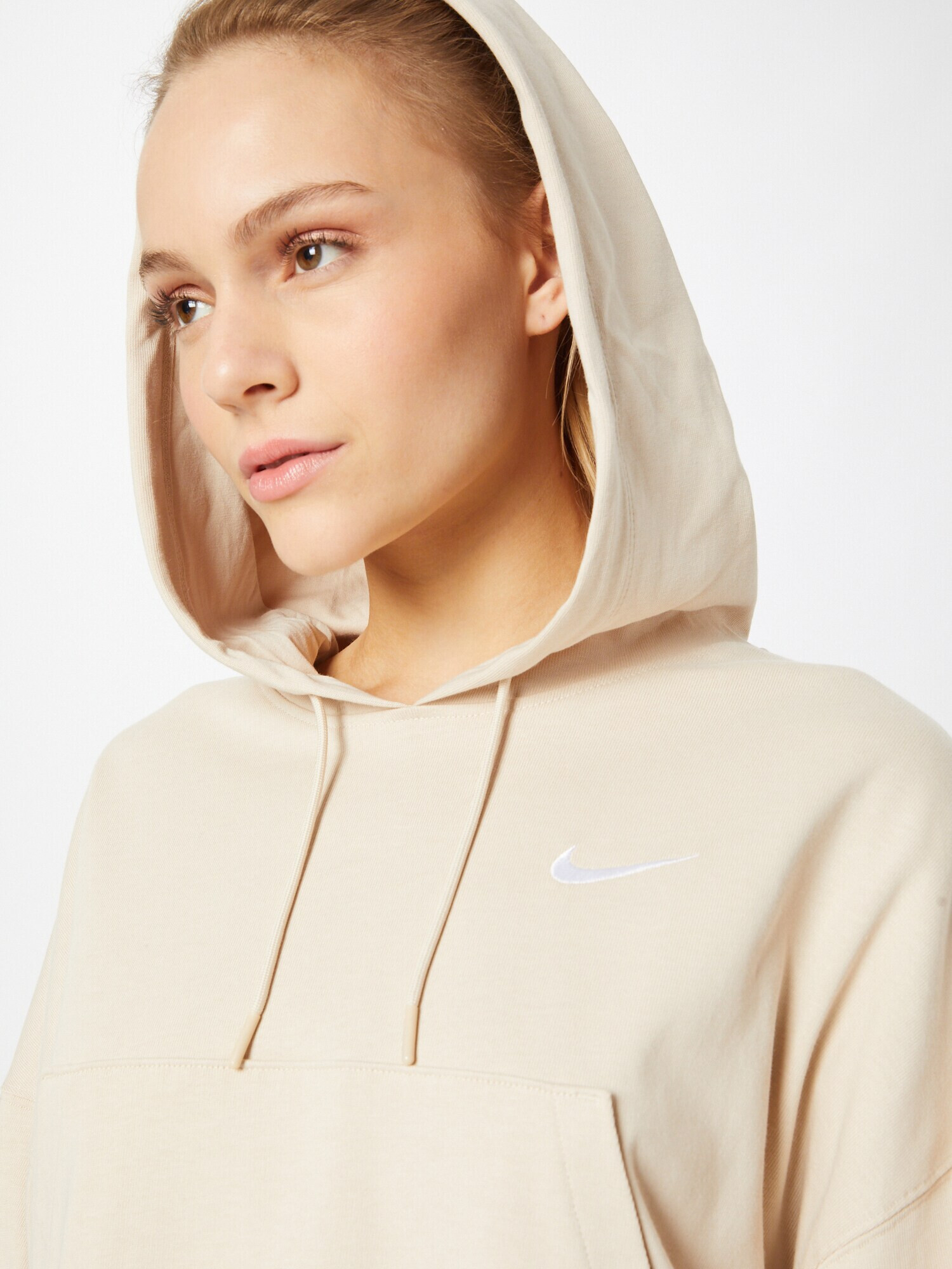 Nike Sportswear Bluză de molton 'Swoosh' bej deschis / alb - Pled.ro