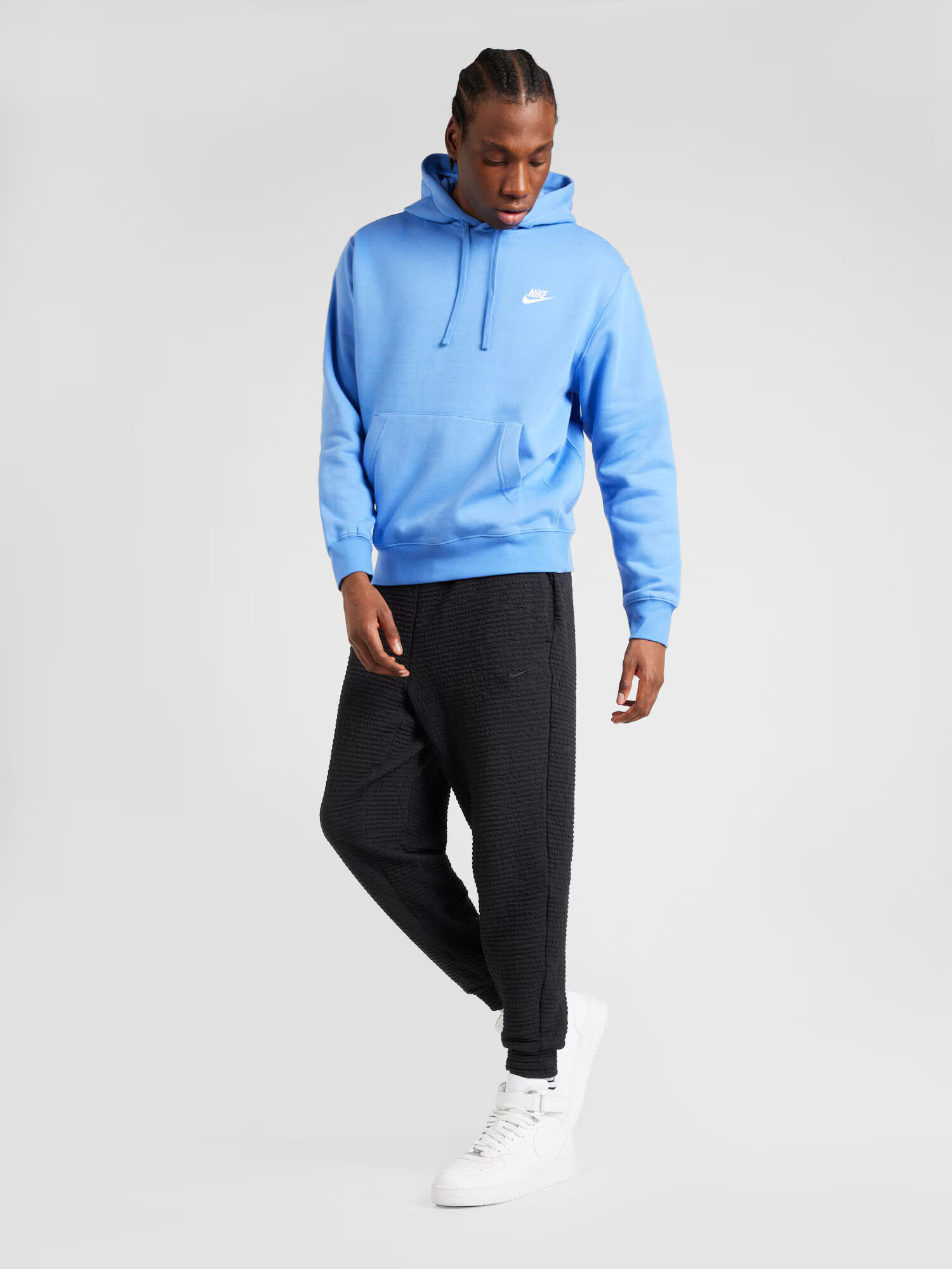 Nike Sportswear Bluză de molton 'Club Fleece' azuriu / alb - Pled.ro