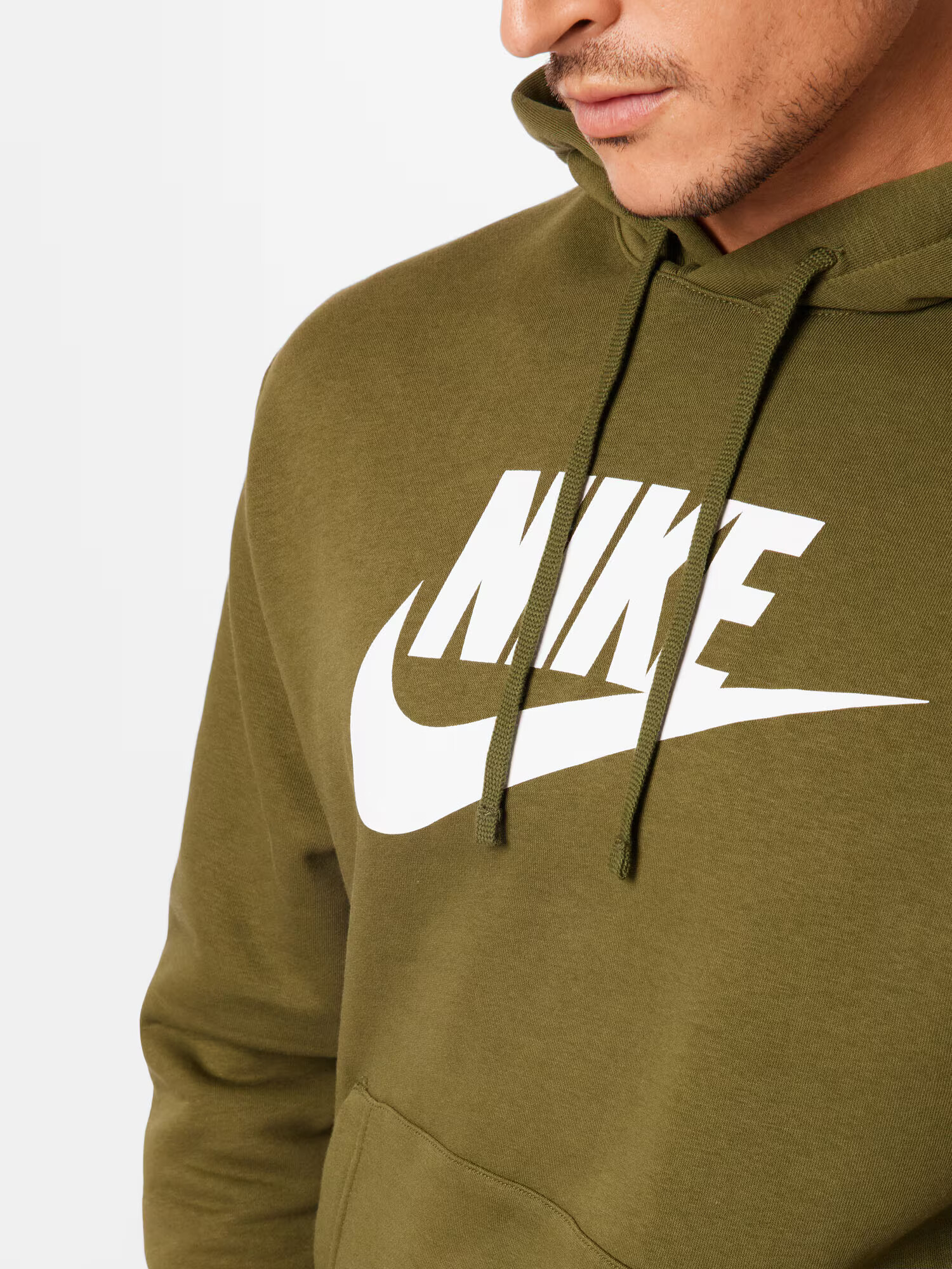 Nike Sportswear Bluză de molton 'Club Fleece' oliv / alb - Pled.ro