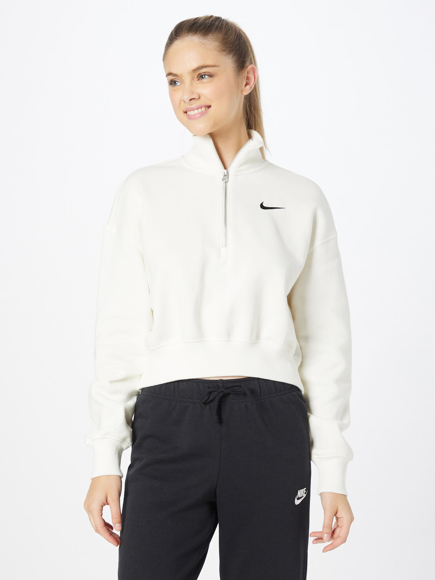 Nike Sportswear Bluză de molton crem / negru - Pled.ro