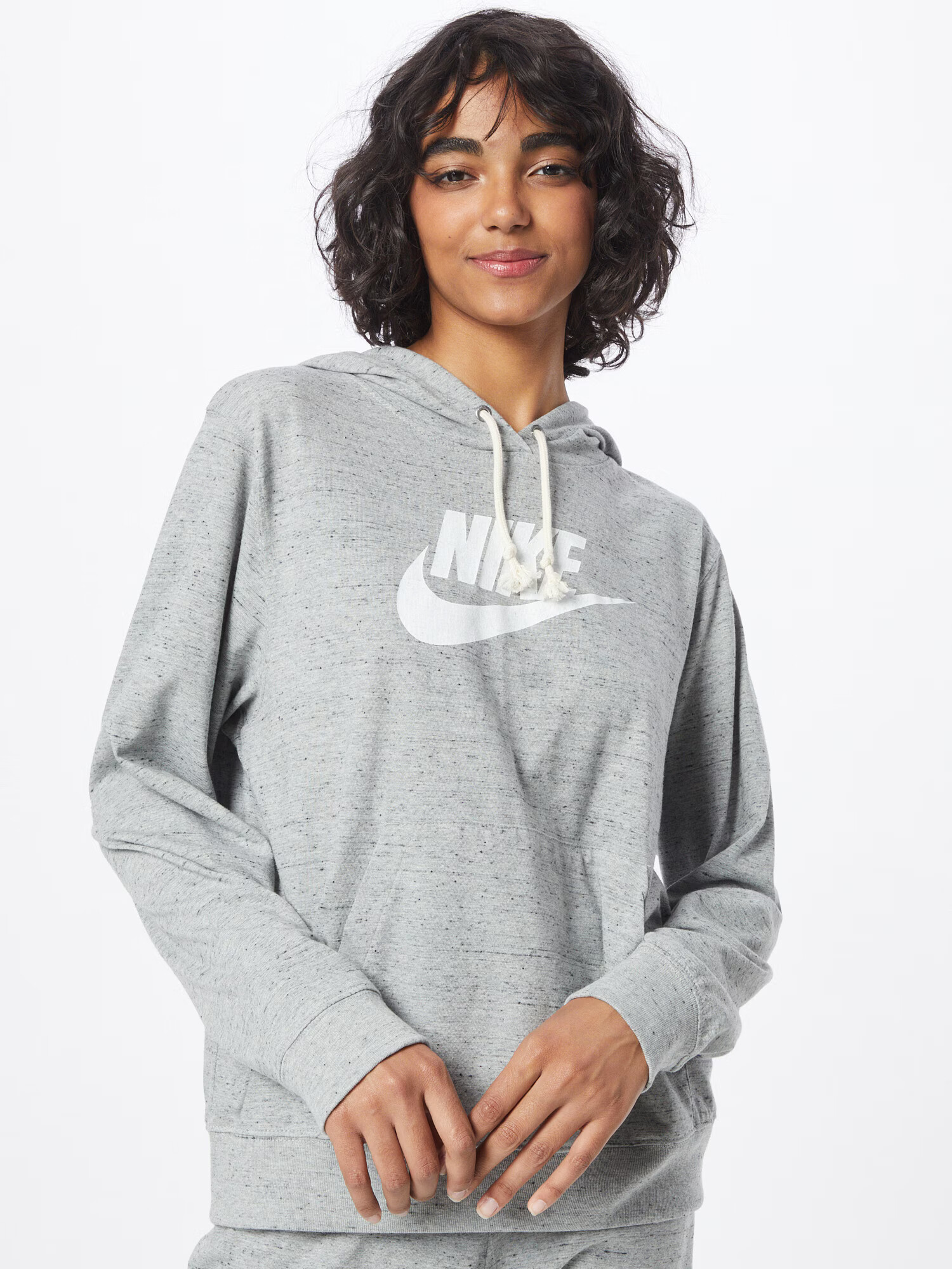 Nike Sportswear Bluză de molton gri amestecat / alb - Pled.ro