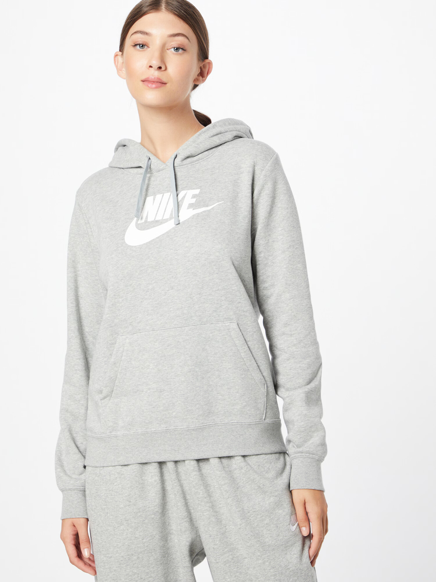 Nike Sportswear Bluză de molton gri amestecat / alb - Pled.ro