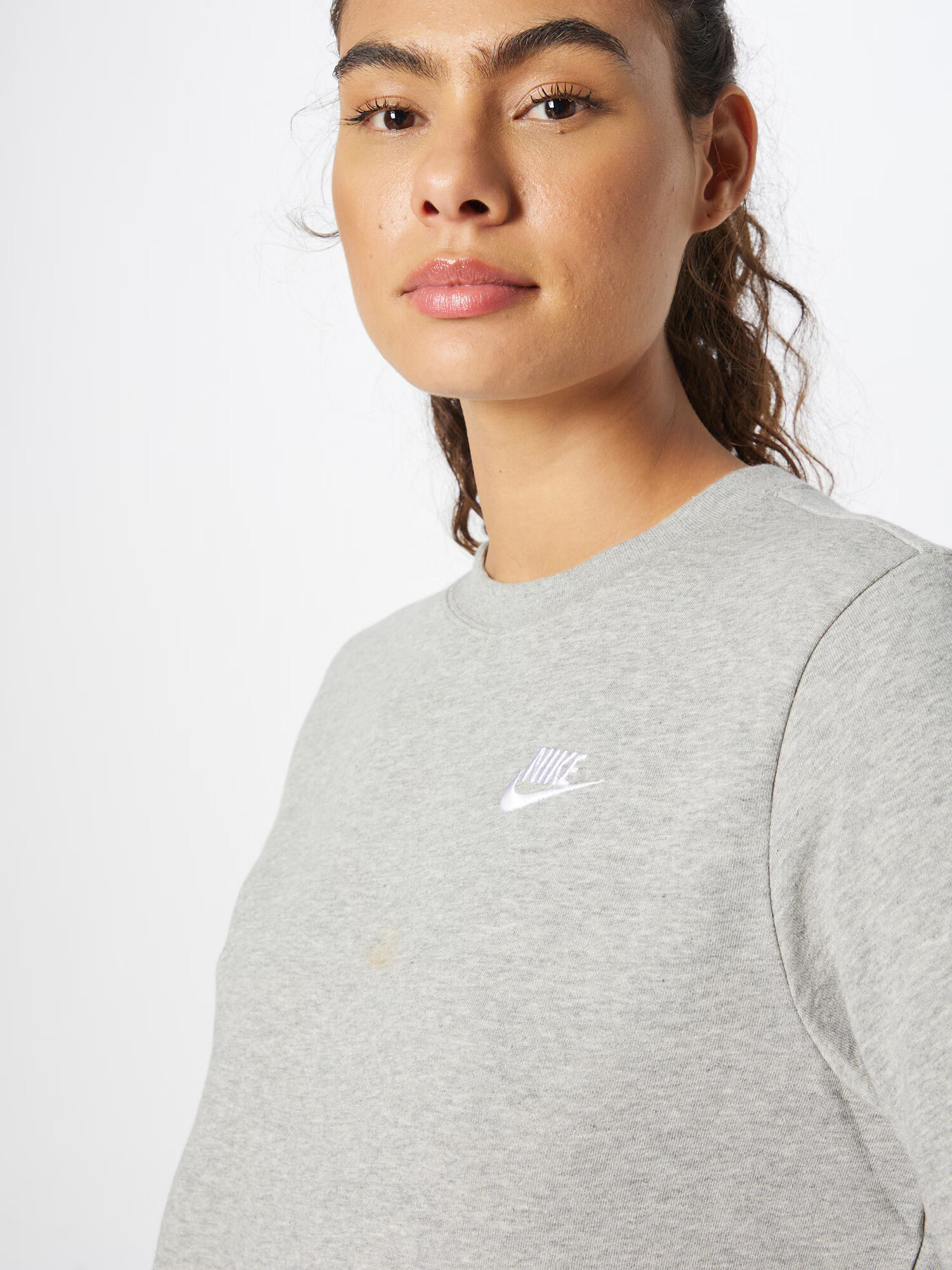 Nike Sportswear Bluză de molton gri amestecat / alb - Pled.ro