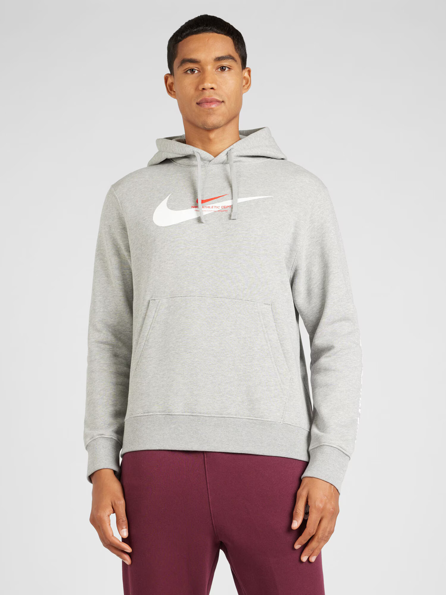 Nike Sportswear Bluză de molton gri amestecat / portocaliu închis / alb - Pled.ro