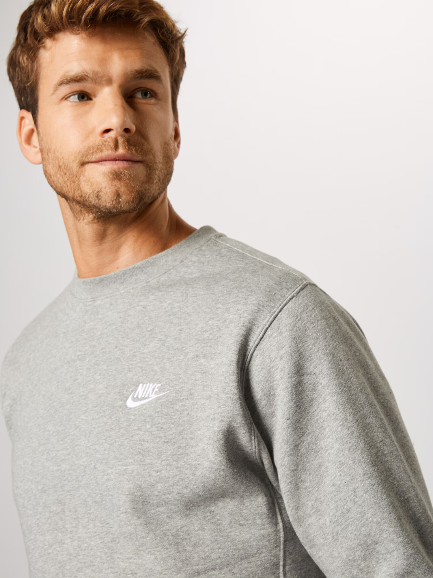 Nike Sportswear Bluză de molton 'Club Fleece' gri deschis / alb - Pled.ro