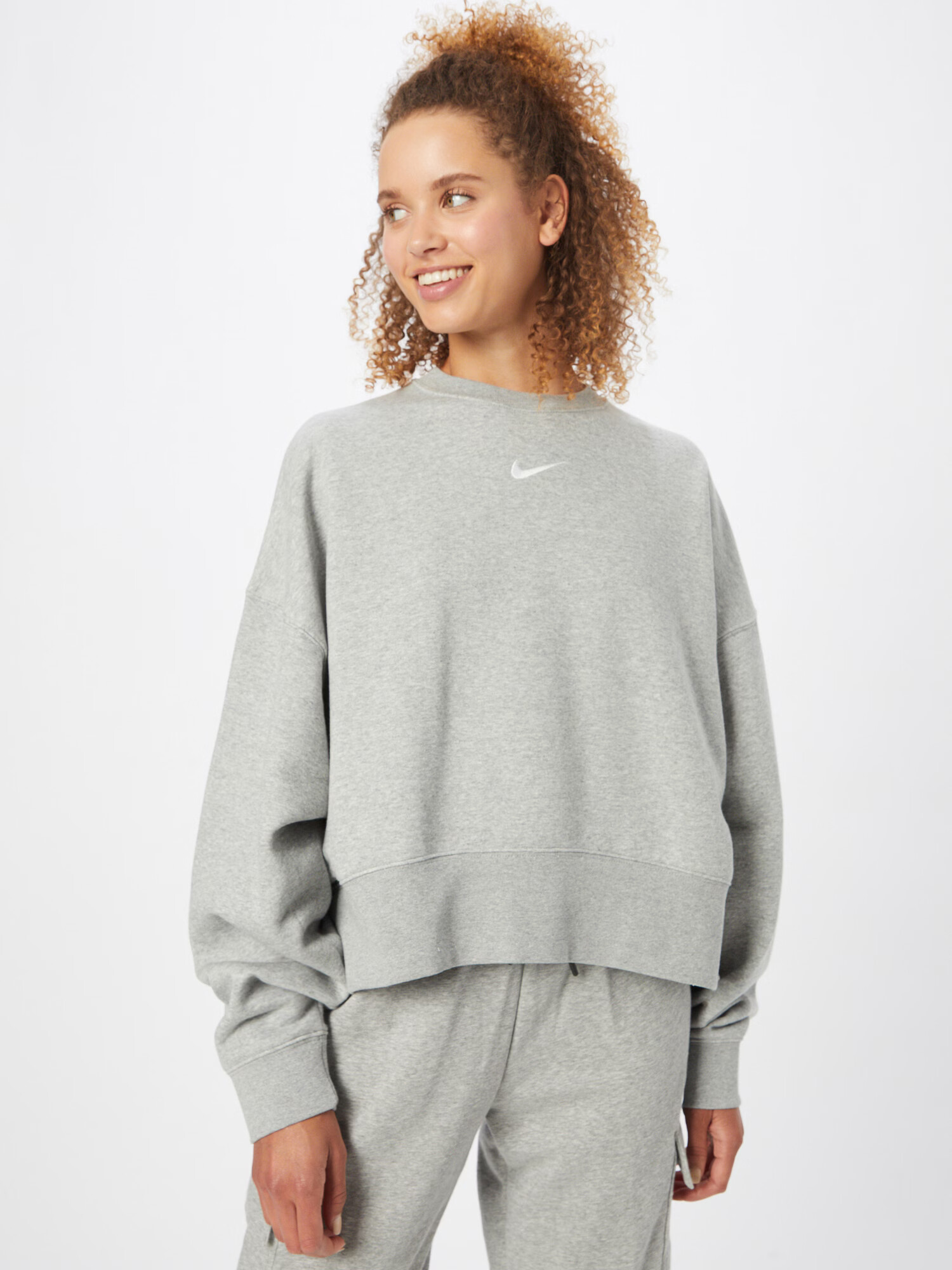 Nike Sportswear Bluză de molton gri deschis / alb - Pled.ro