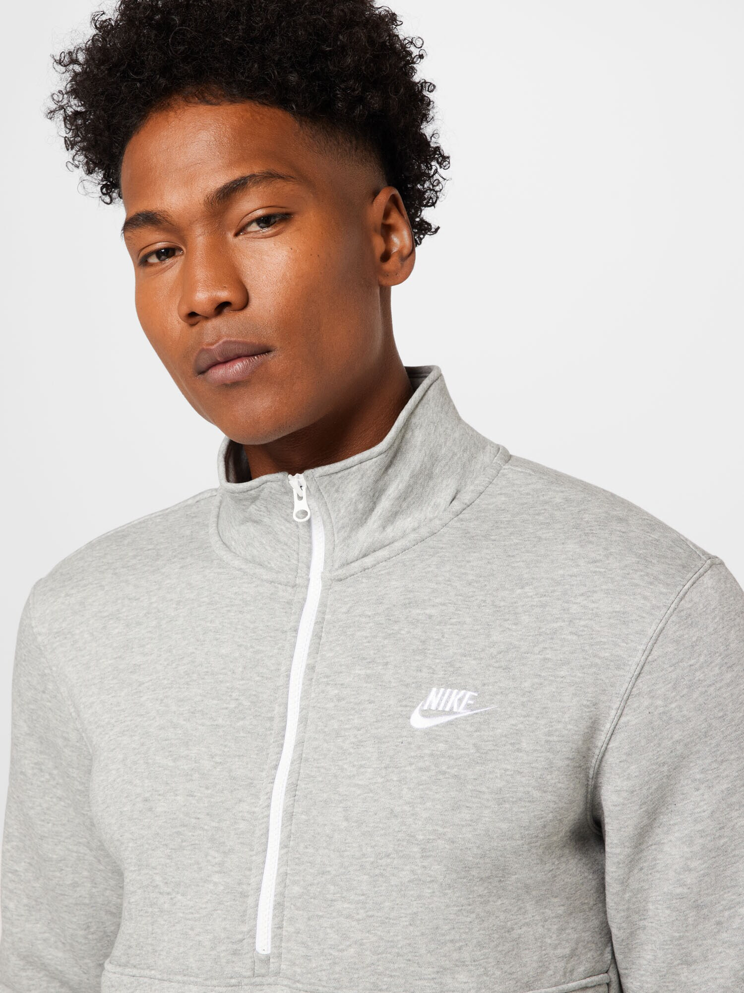 Nike Sportswear Bluză de molton gri deschis / alb - Pled.ro