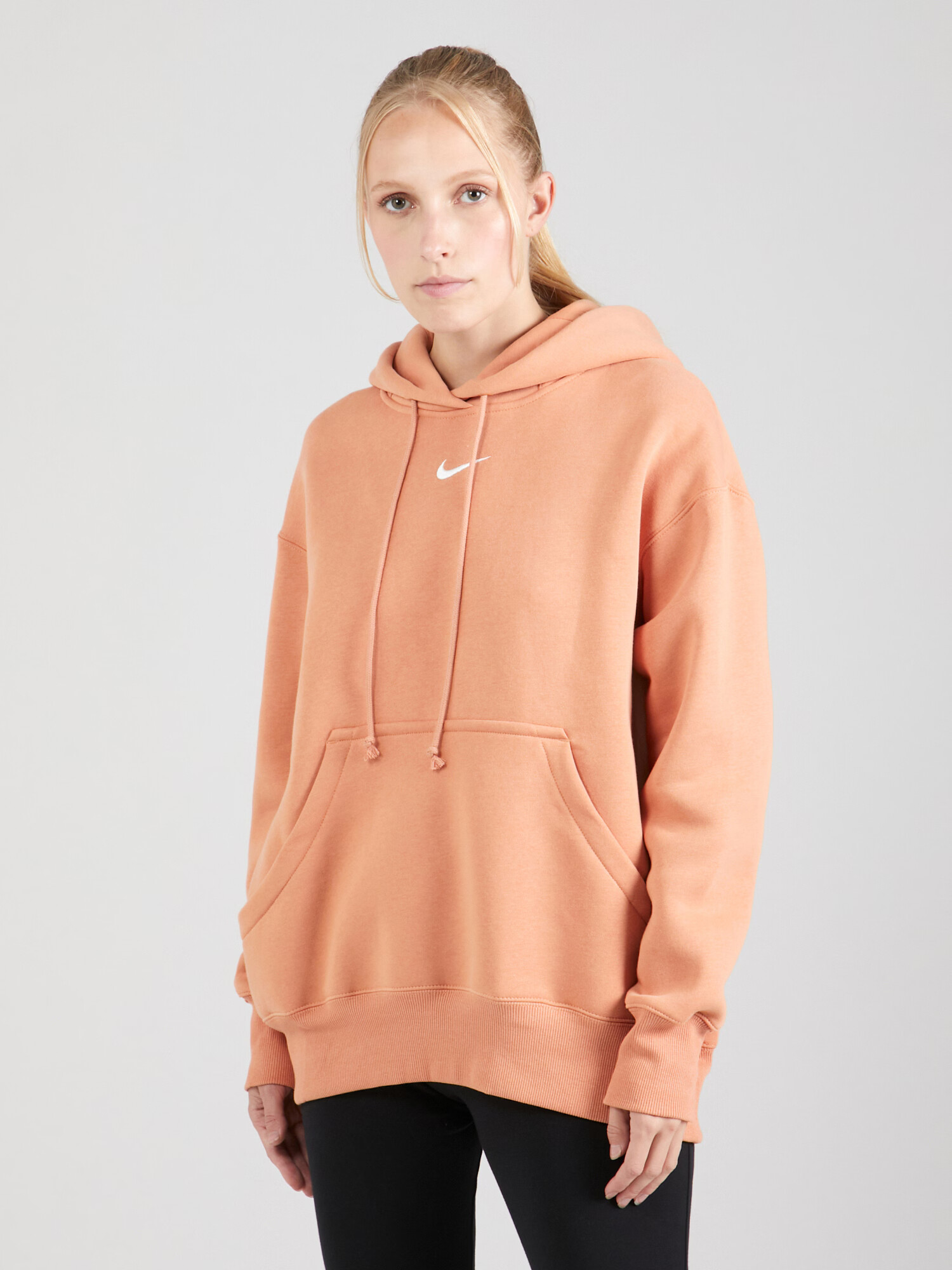 Nike Sportswear Bluză de molton 'Phoenix Fleece' portocaliu caisă / alb - Pled.ro