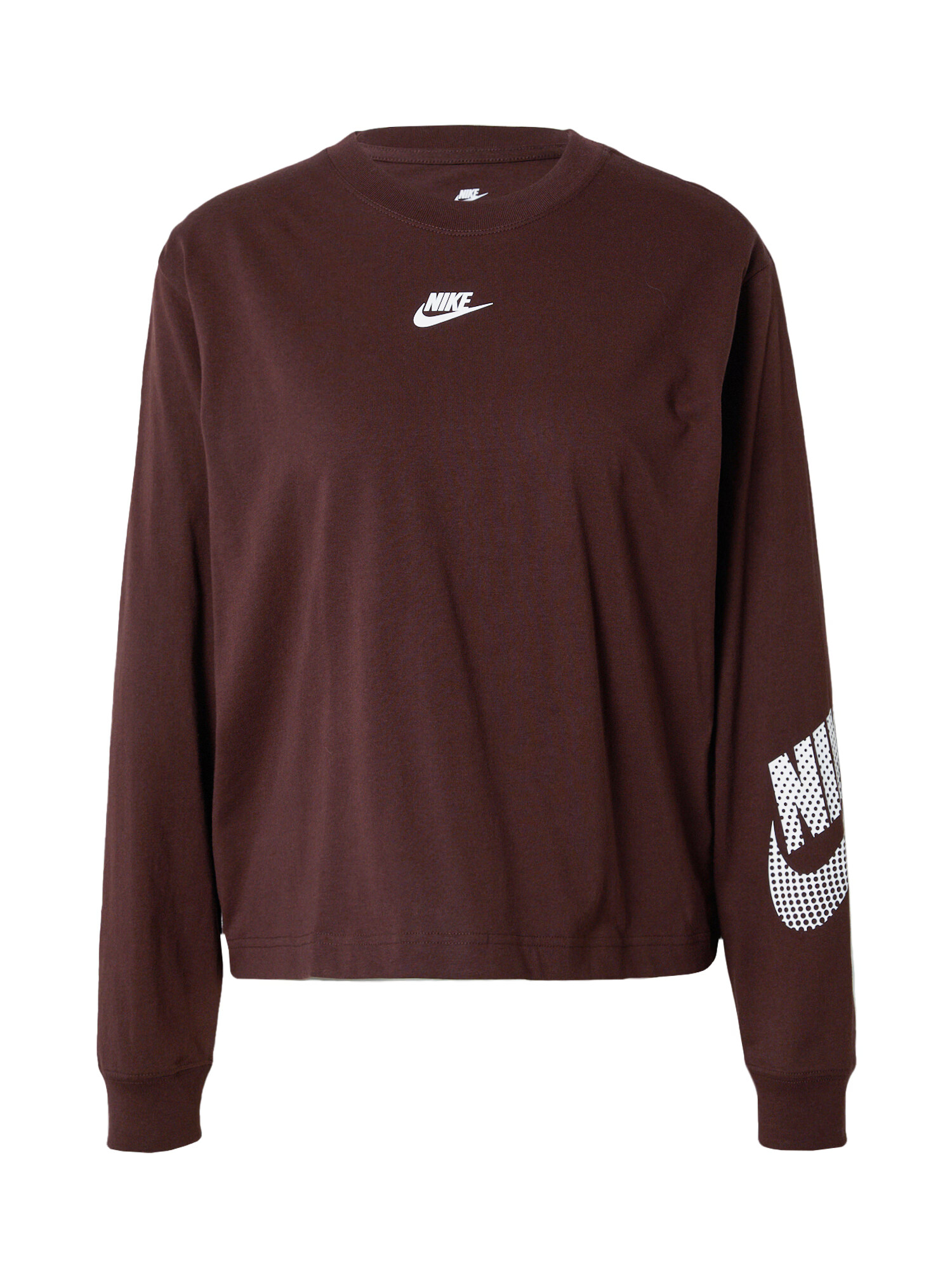 Nike Sportswear Bluză de molton maro închis / alb - Pled.ro