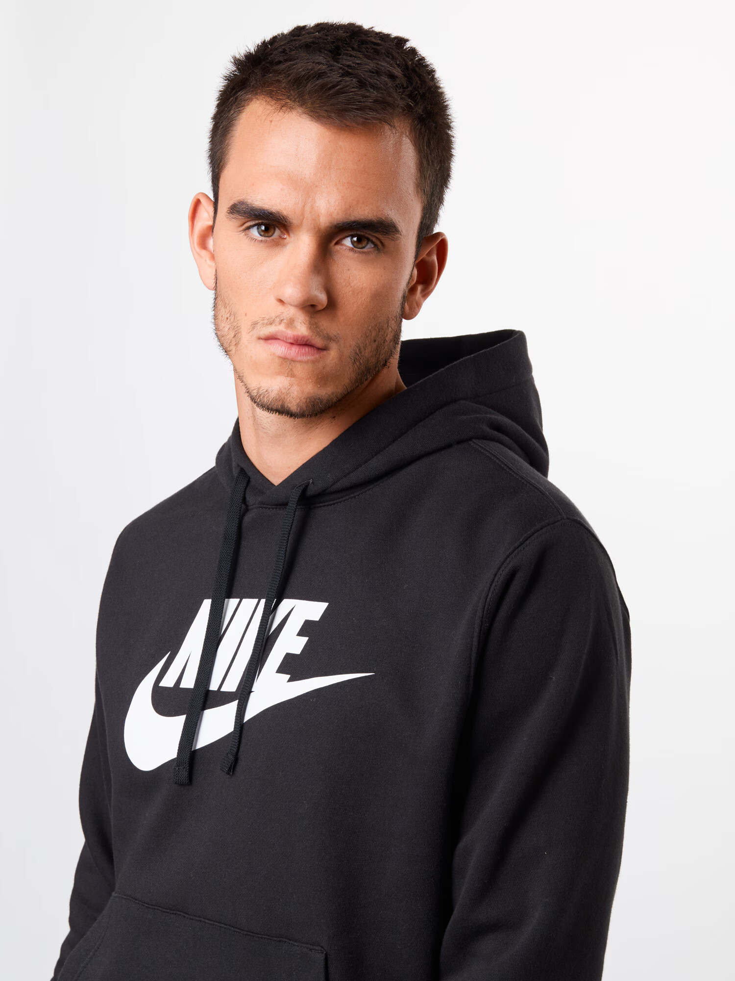 Nike Sportswear Bluză de molton 'Club Fleece' negru / alb - Pled.ro