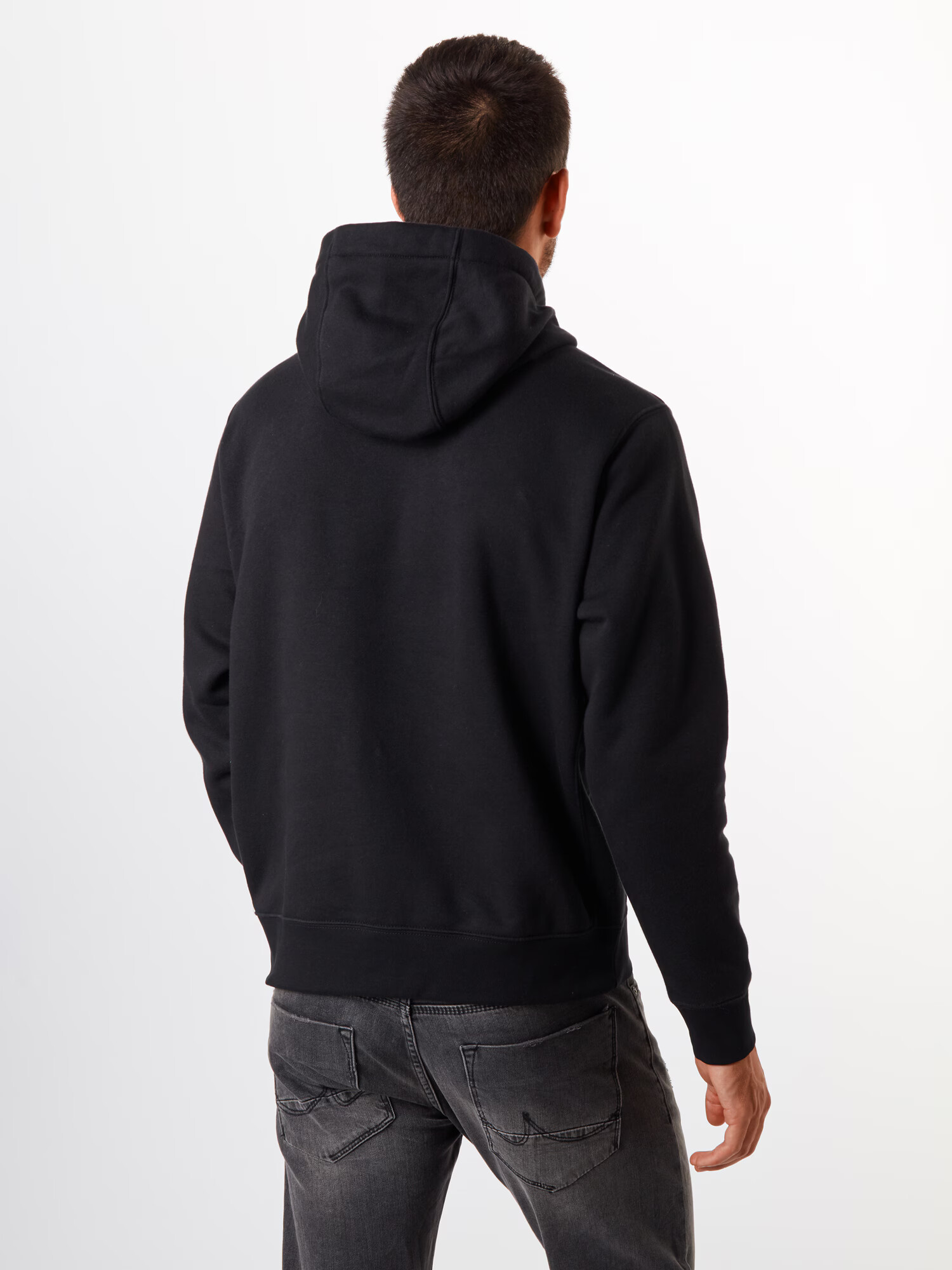 Nike Sportswear Bluză de molton 'Club Fleece' negru / alb - Pled.ro