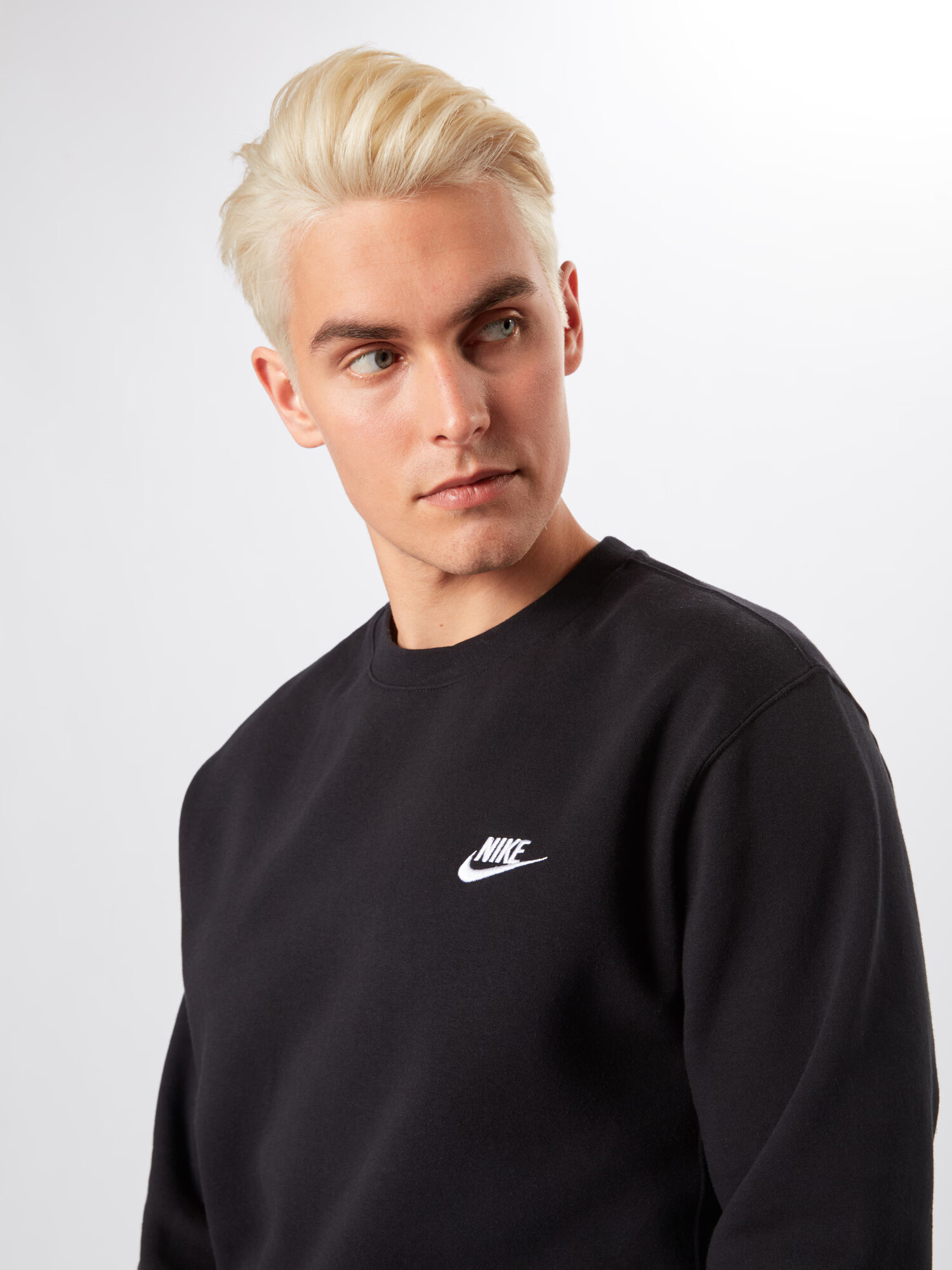 Nike Sportswear Bluză de molton 'Club Fleece' negru / alb - Pled.ro