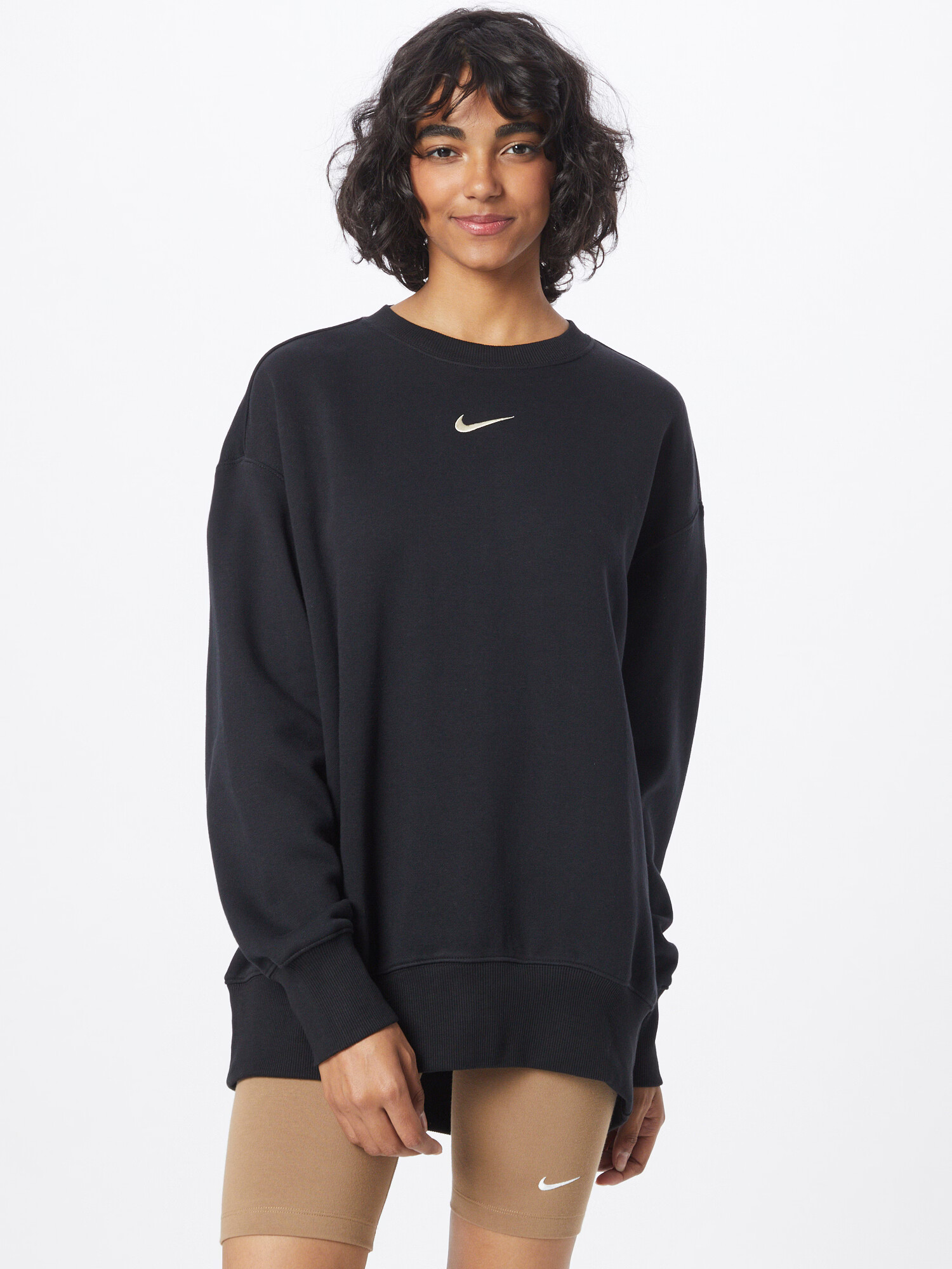 Nike Sportswear Bluză de molton 'PHOENIX' negru / alb - Pled.ro