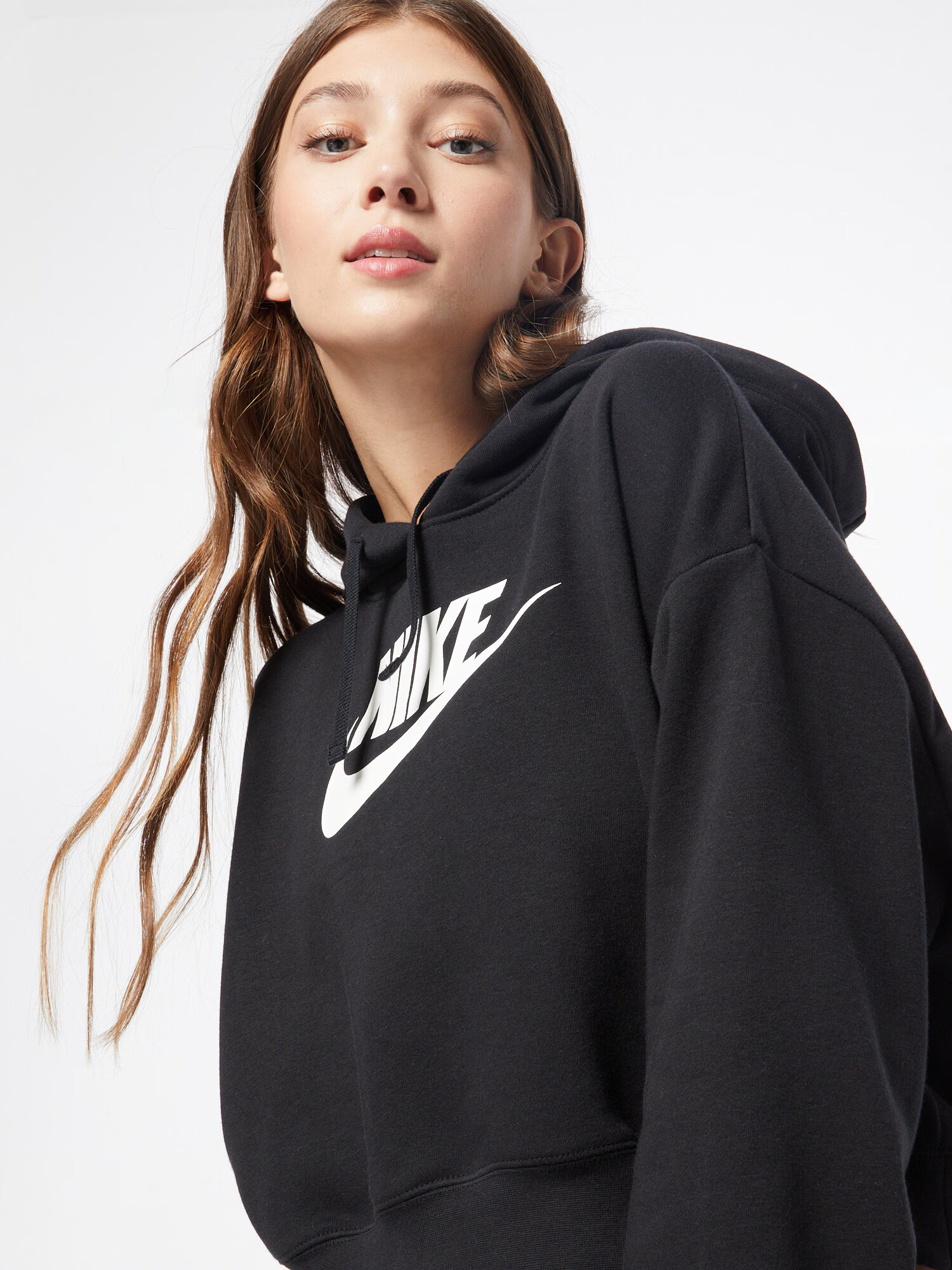 Nike Sportswear Bluză de molton negru / alb - Pled.ro