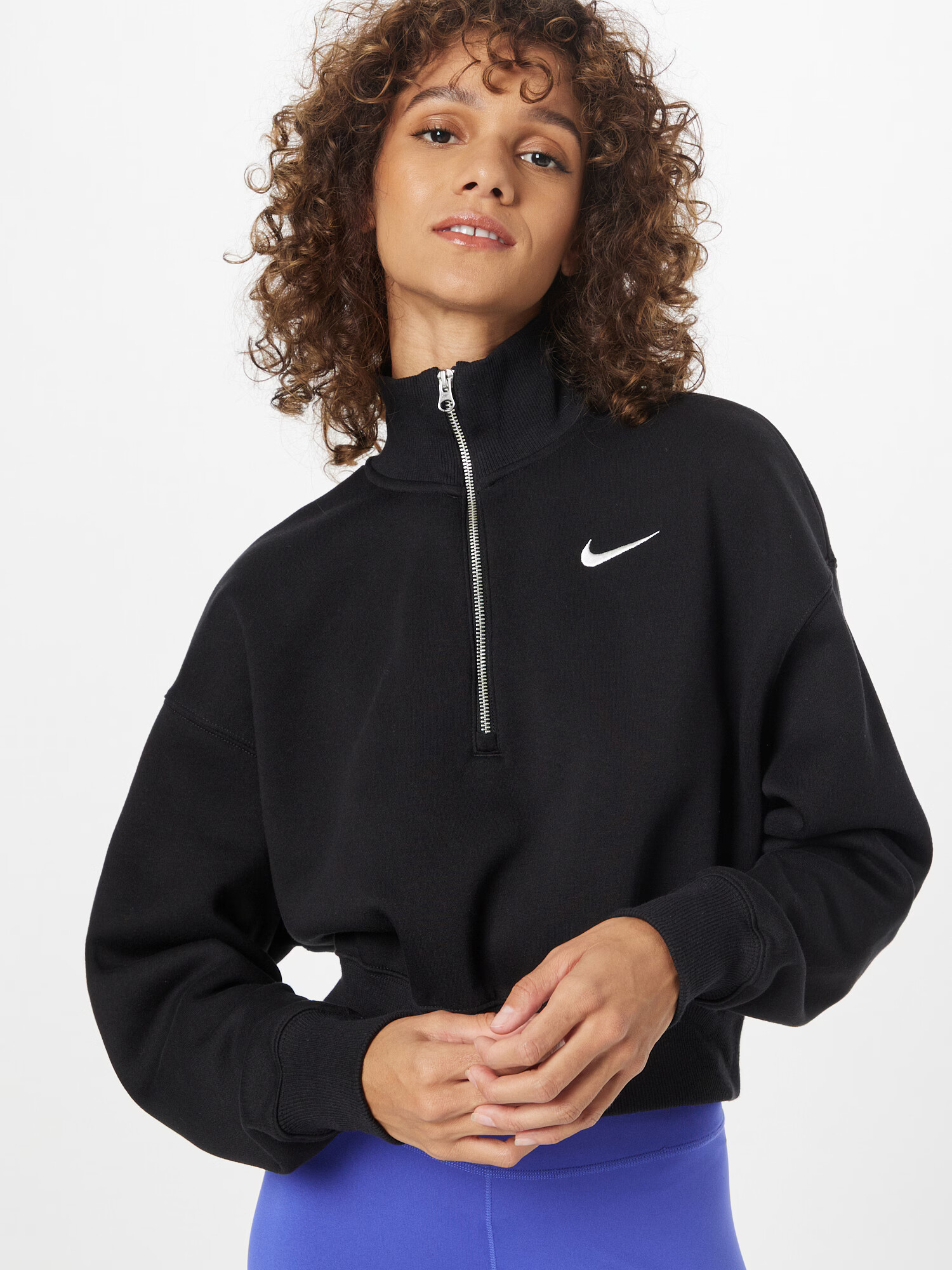 Nike Sportswear Bluză de molton negru / alb - Pled.ro