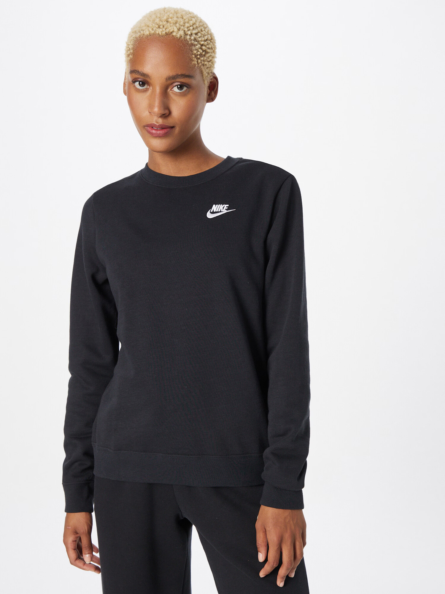 Nike Sportswear Bluză de molton 'Club Fleece' negru / alb - Pled.ro