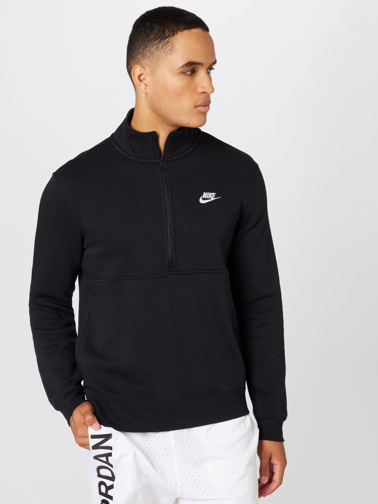 Nike Sportswear Bluză de molton negru / alb - Pled.ro