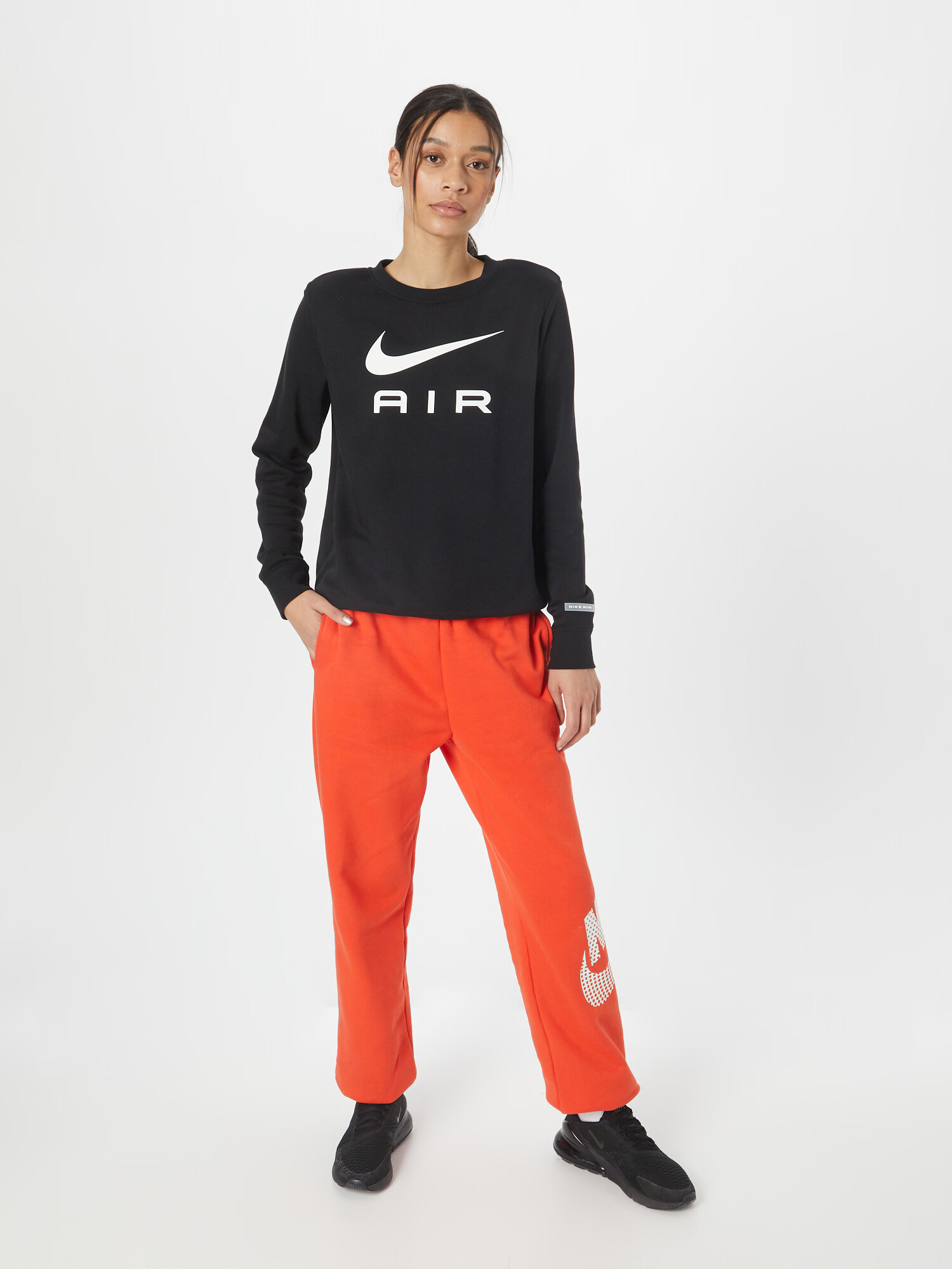 Nike Sportswear Bluză de molton negru / alb - Pled.ro