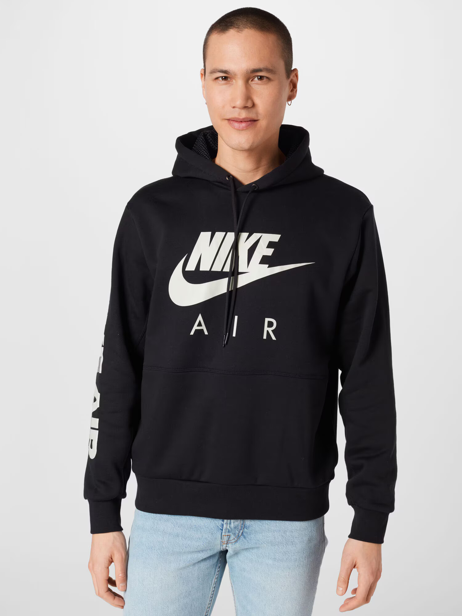 Nike Sportswear Bluză de molton negru / alb - Pled.ro