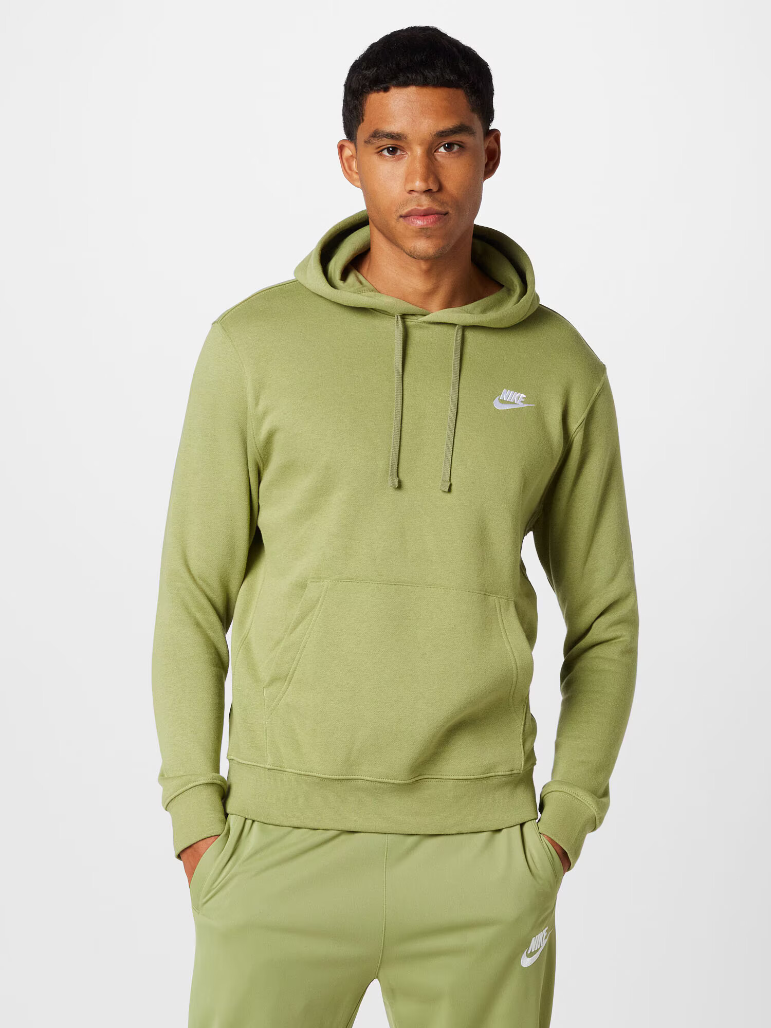 Nike Sportswear Hanorac sport 'Club Fleece' oliv / alb - Pled.ro