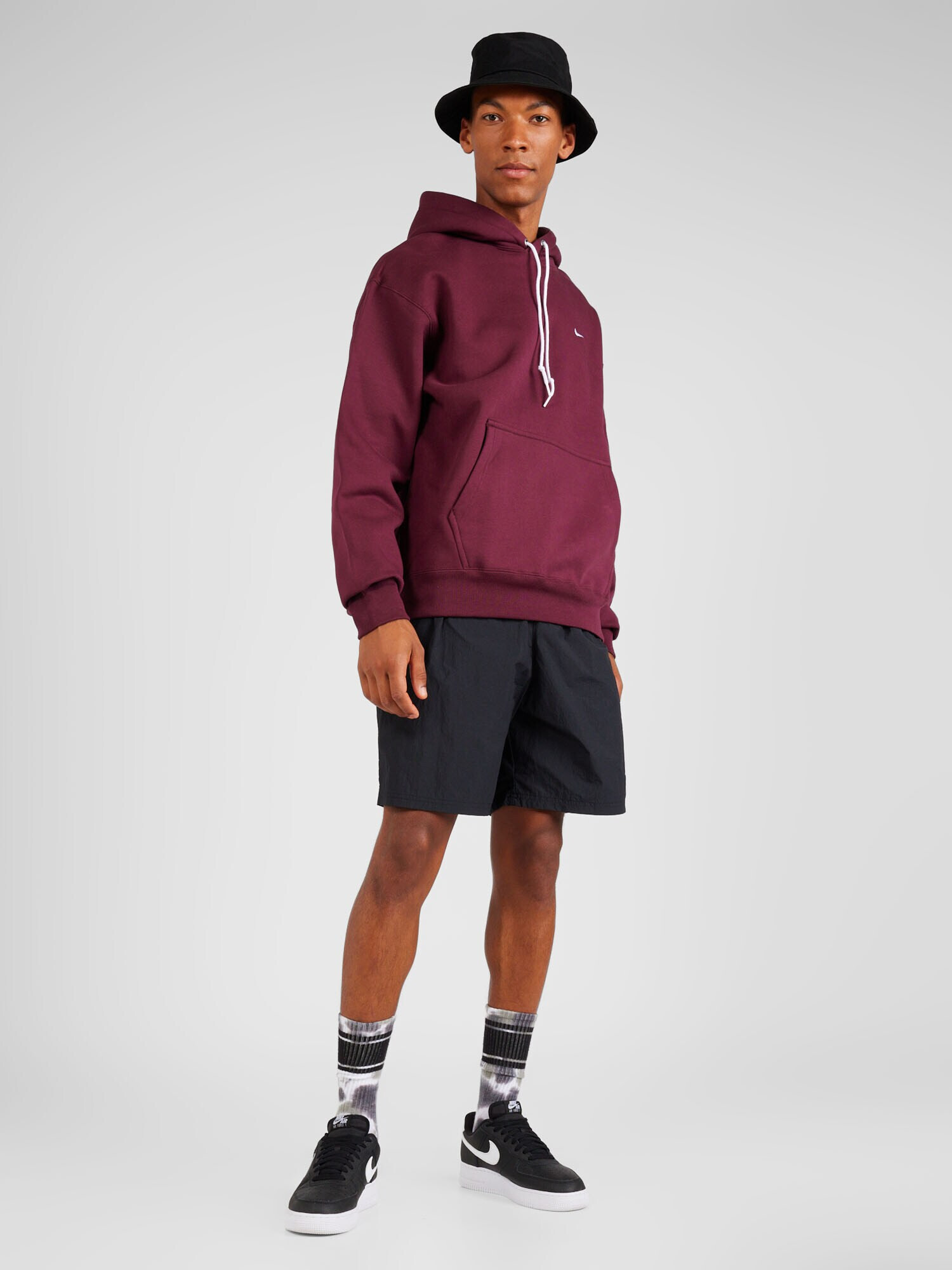 Nike Sportswear Bluză de molton roșu burgundy / alb - Pled.ro