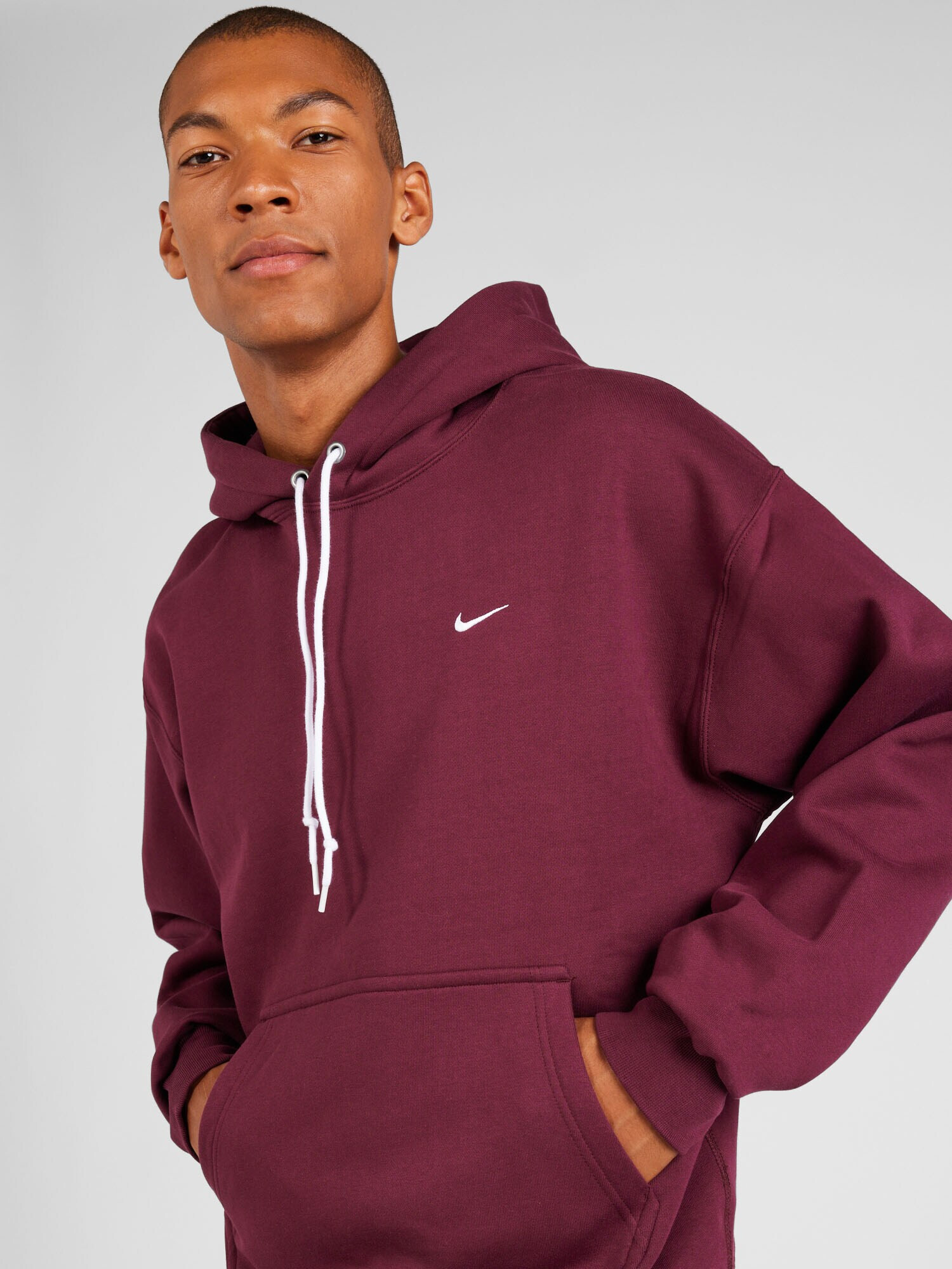 Nike Sportswear Bluză de molton roșu burgundy / alb - Pled.ro