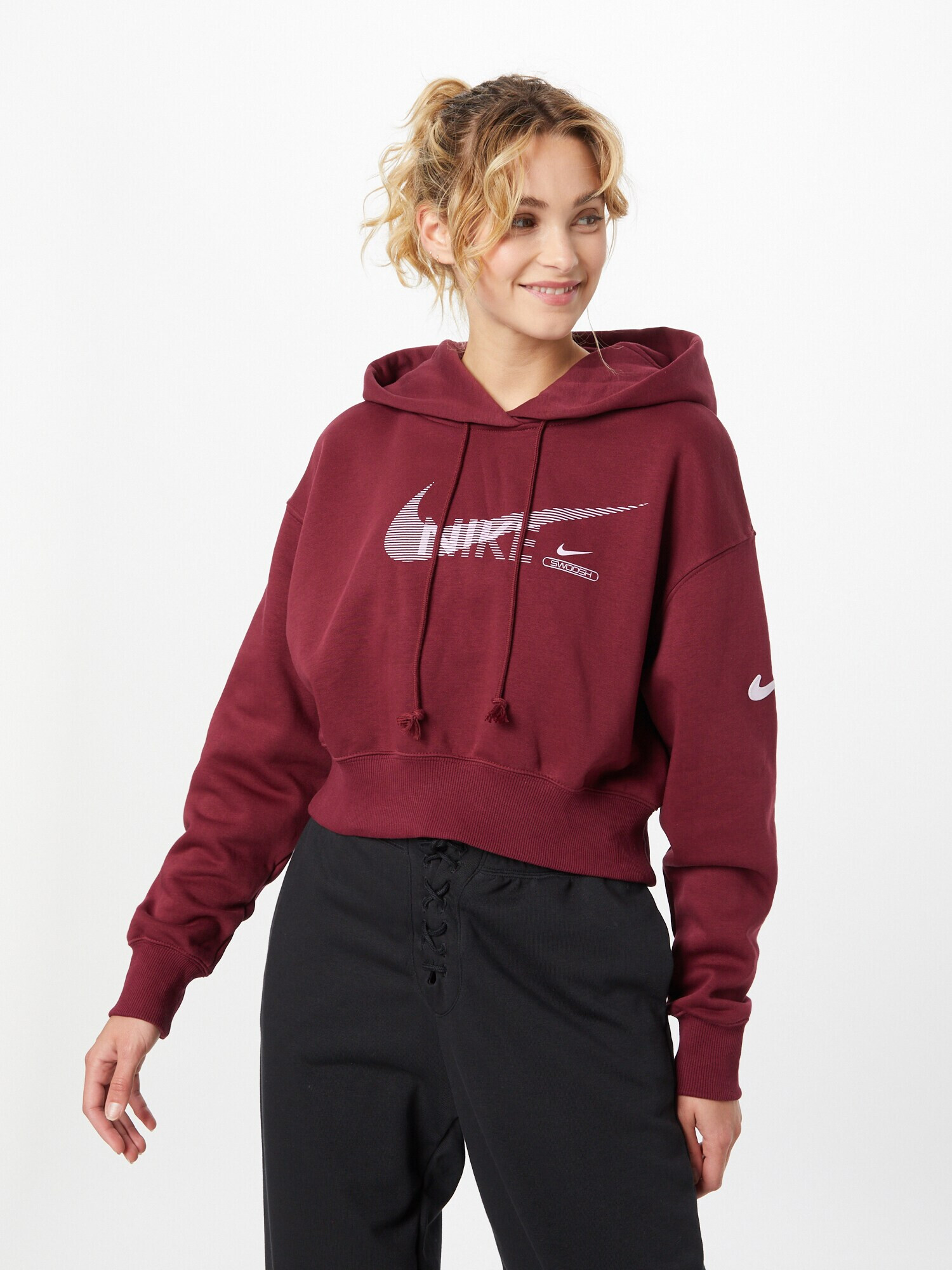 Nike Sportswear Bluză de molton roşu închis / alb - Pled.ro