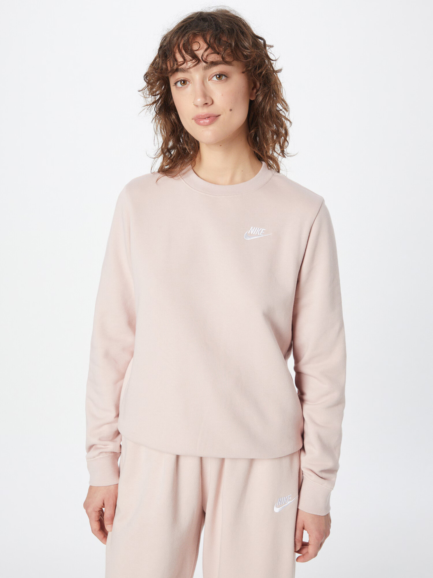 Nike Sportswear Bluză de molton roz pudră / alb - Pled.ro