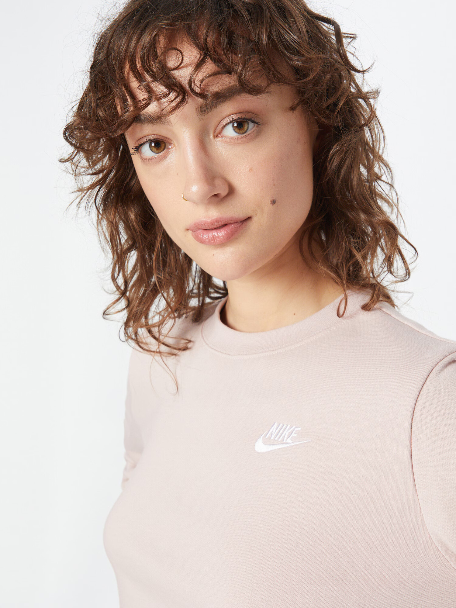 Nike Sportswear Bluză de molton roz pudră / alb - Pled.ro