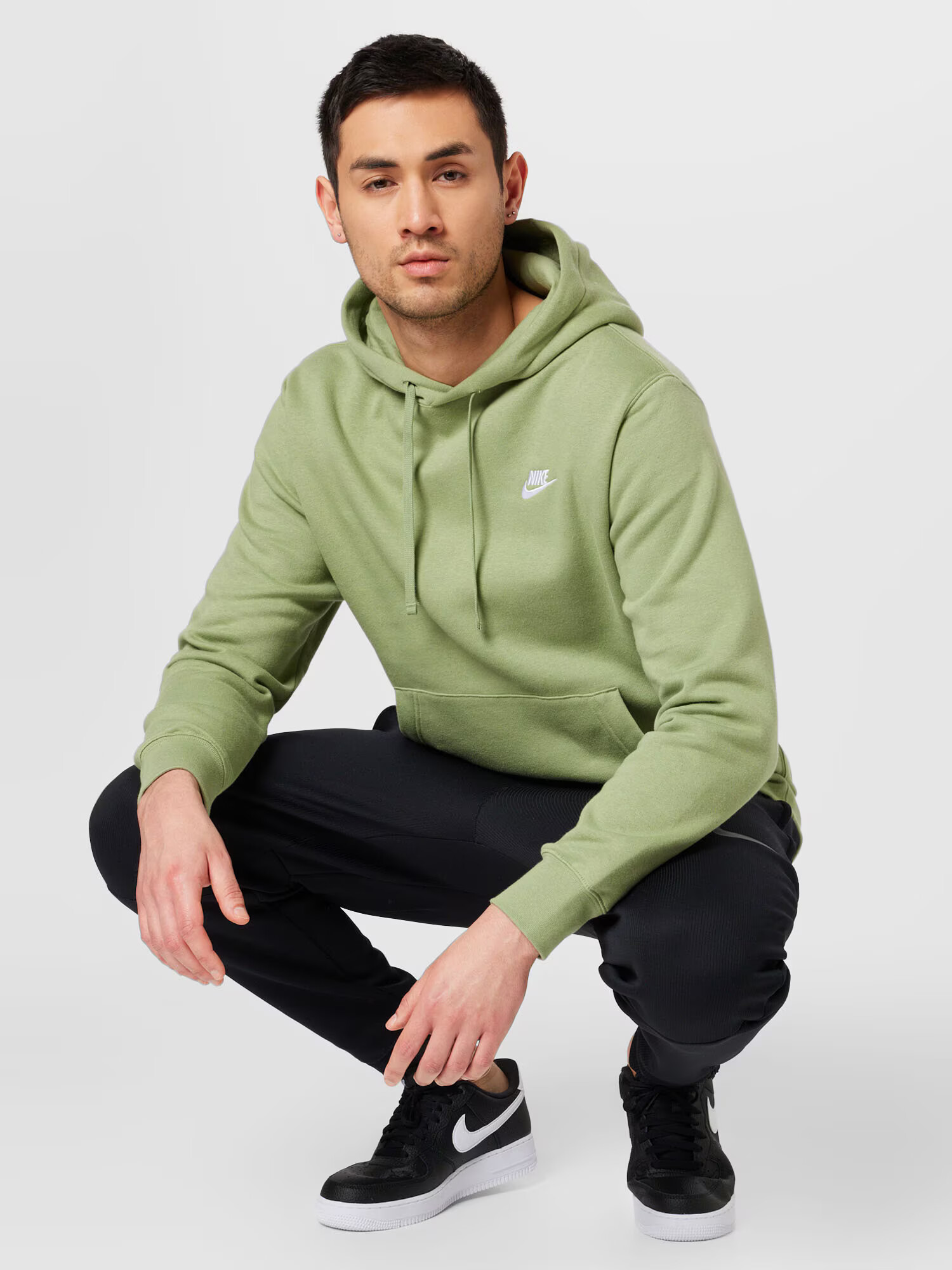 Nike Sportswear Hanorac sport 'Club Fleece' verde măr / alb - Pled.ro