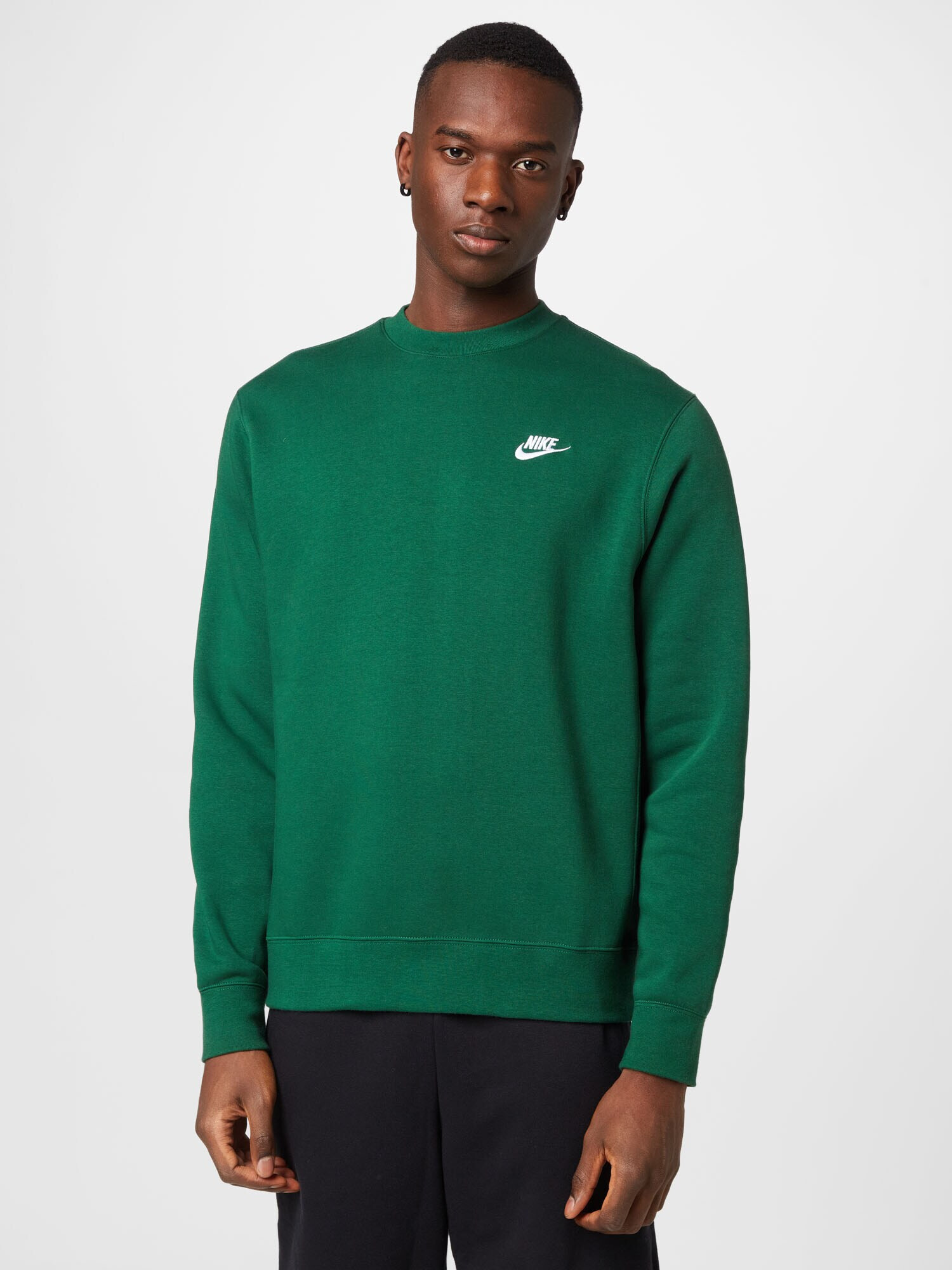 Nike Sportswear Bluză de molton verde închis / alb - Pled.ro