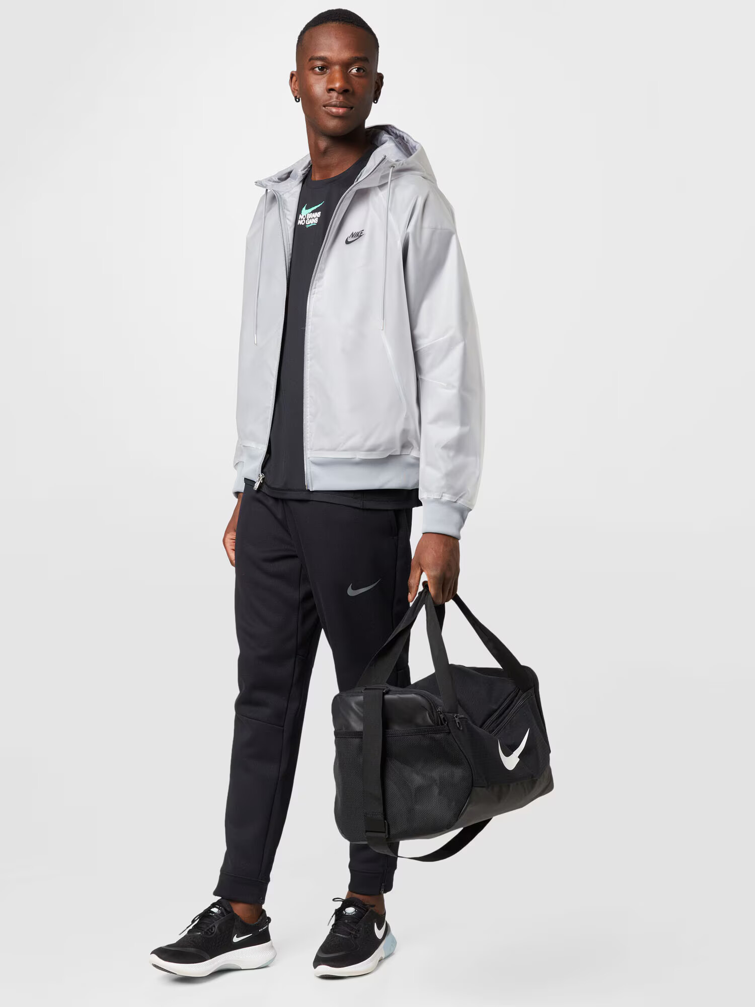 Nike Sportswear Geacă de primăvară-toamnă 'CIRCA WINDRUNNER' gri / negru / alb - Pled.ro