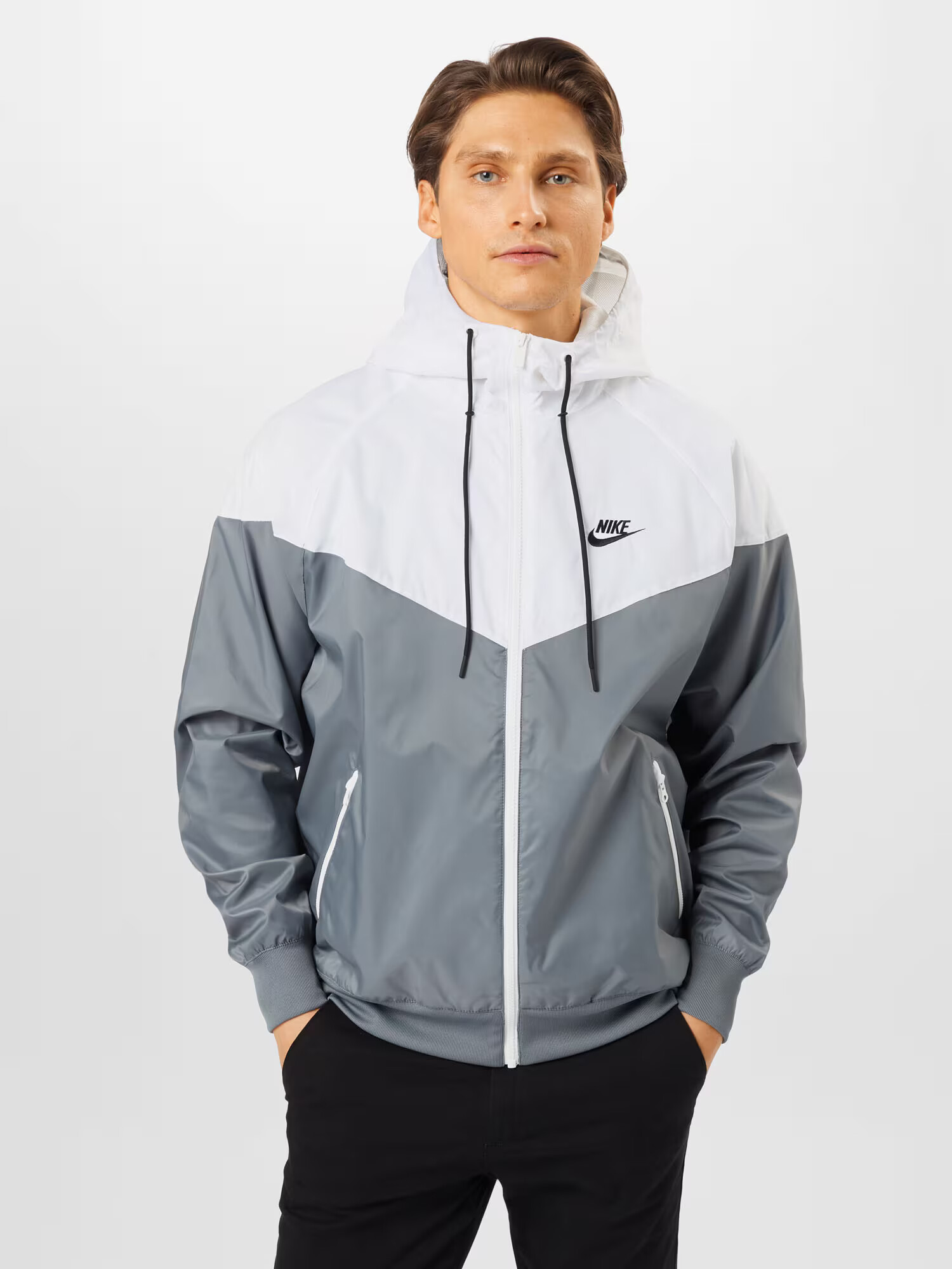 Nike Sportswear Geacă de primăvară-toamnă 'Heritage Essentials' gri deschis / gri închis / alb - Pled.ro