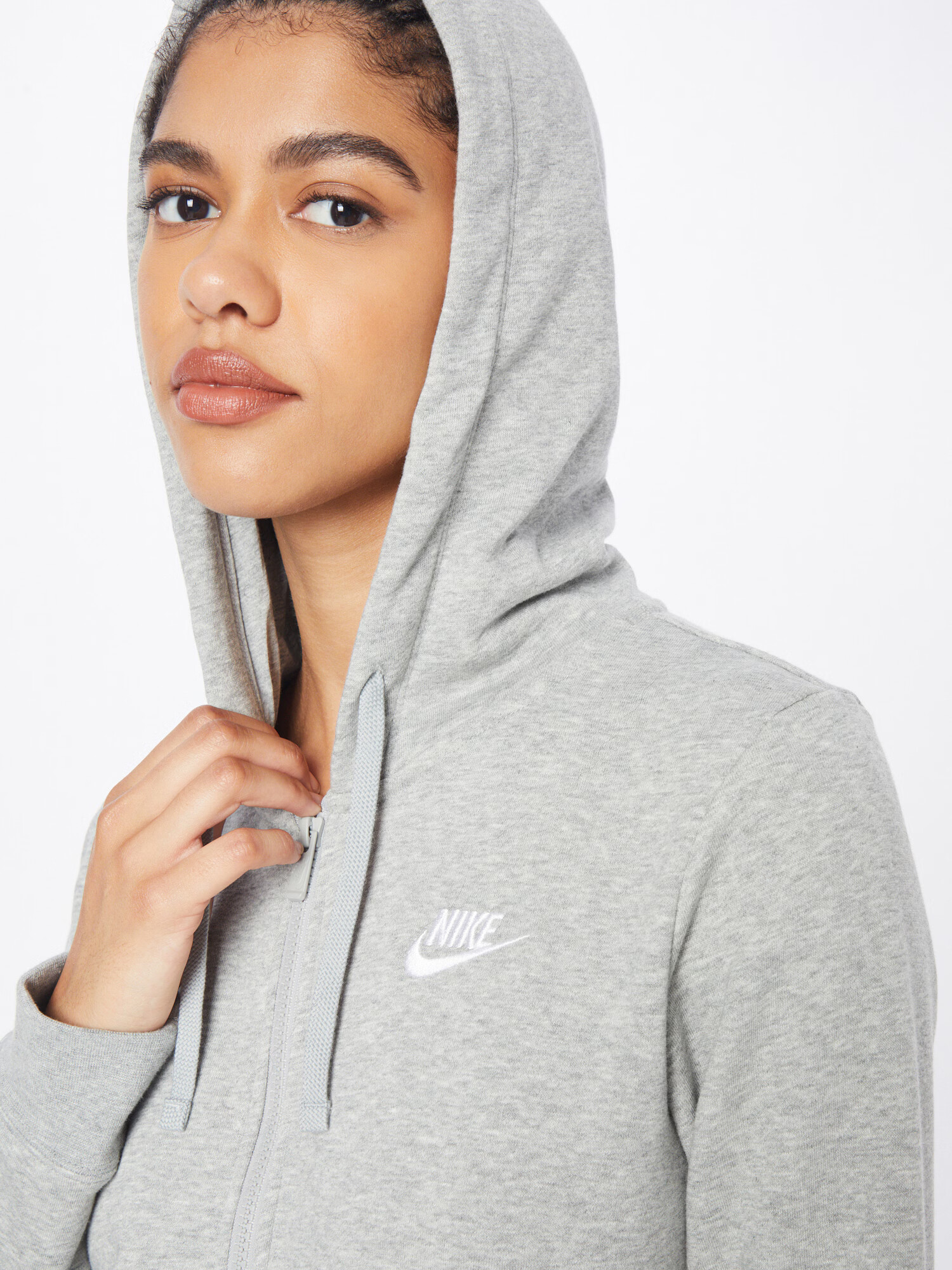 Nike Sportswear Hanorac 'Club Fleece' gri amestecat / alb - Pled.ro