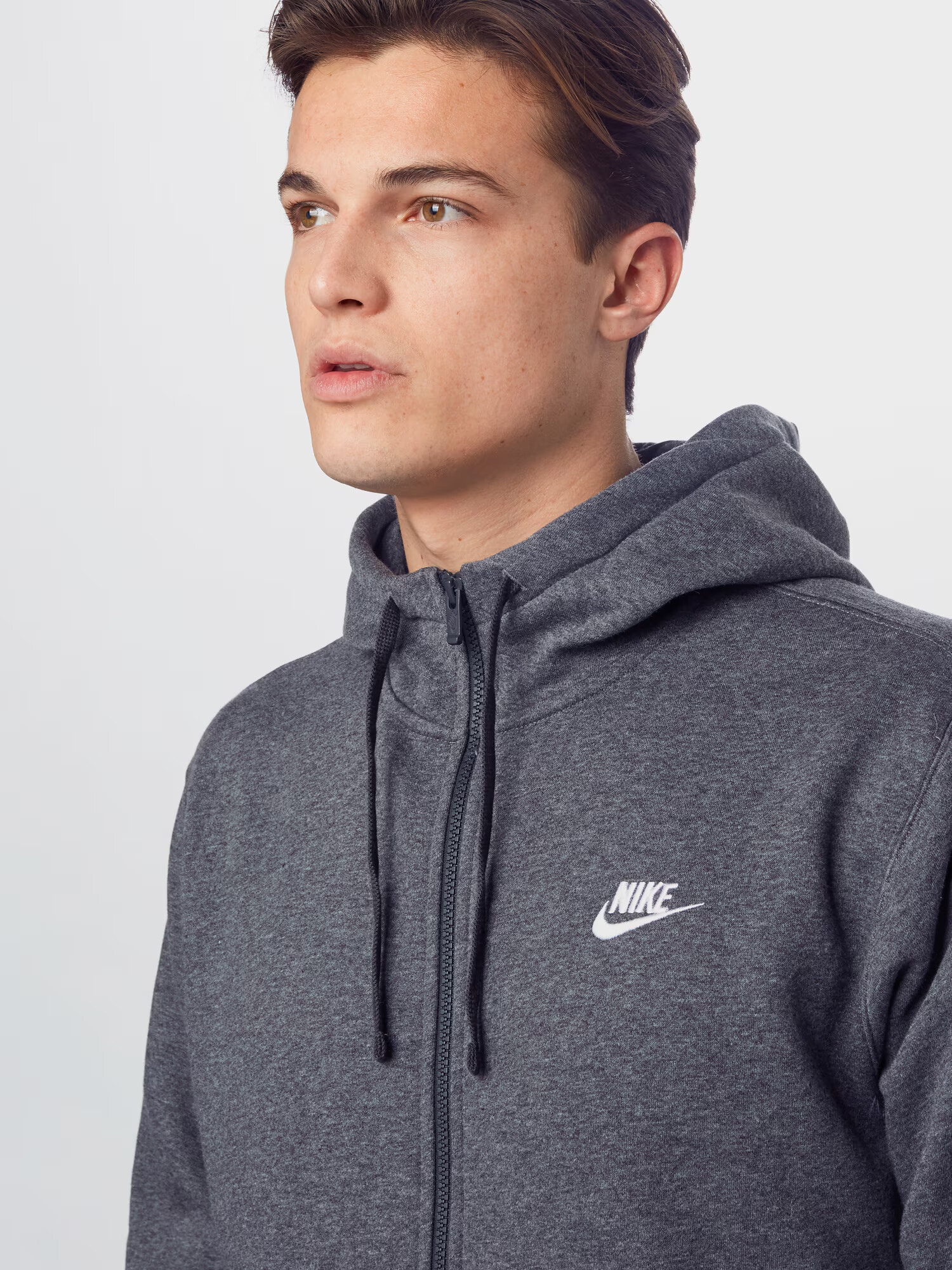 Nike Sportswear Hanorac 'Club Fleece' gri închis / alb - Pled.ro