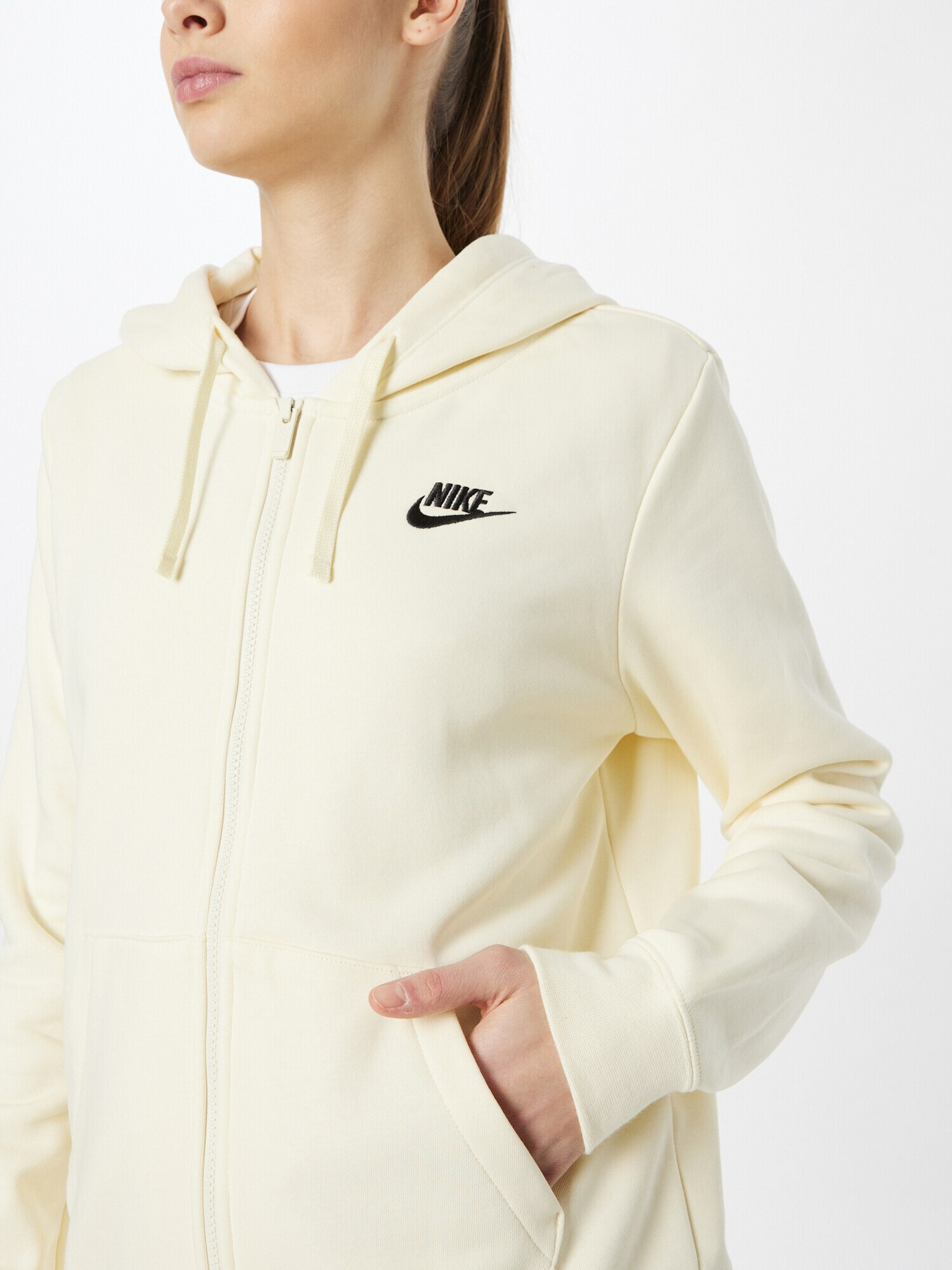 Nike Sportswear Hanorac 'Club Fleece' negru / alb lână - Pled.ro