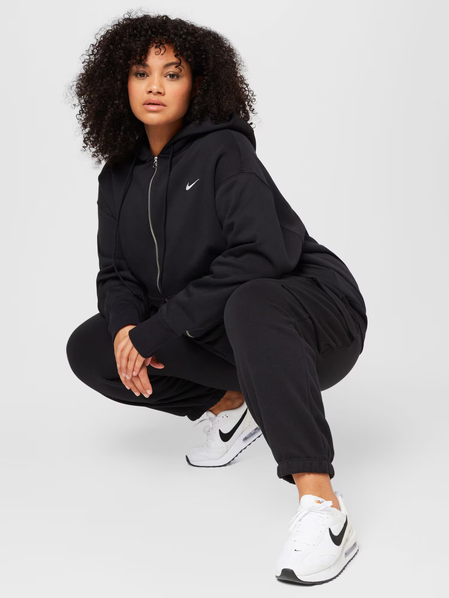 Nike Sportswear Bluză cu fermoar sport negru / alb - Pled.ro